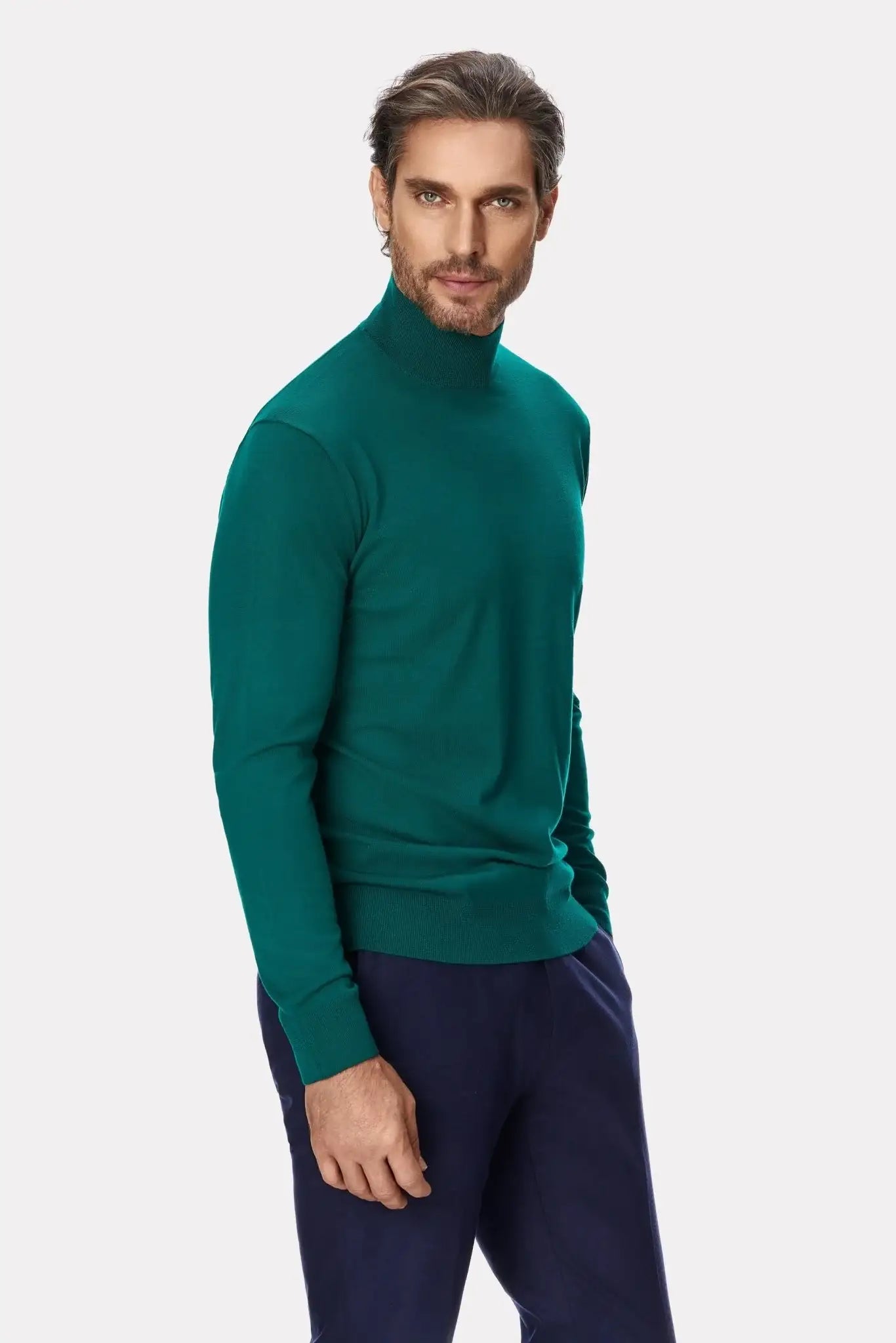 Green 16 GG merino wool high neck sweater