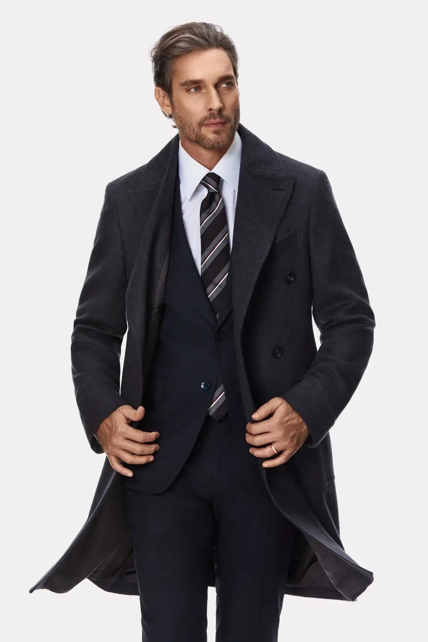 Gray camel hair coat