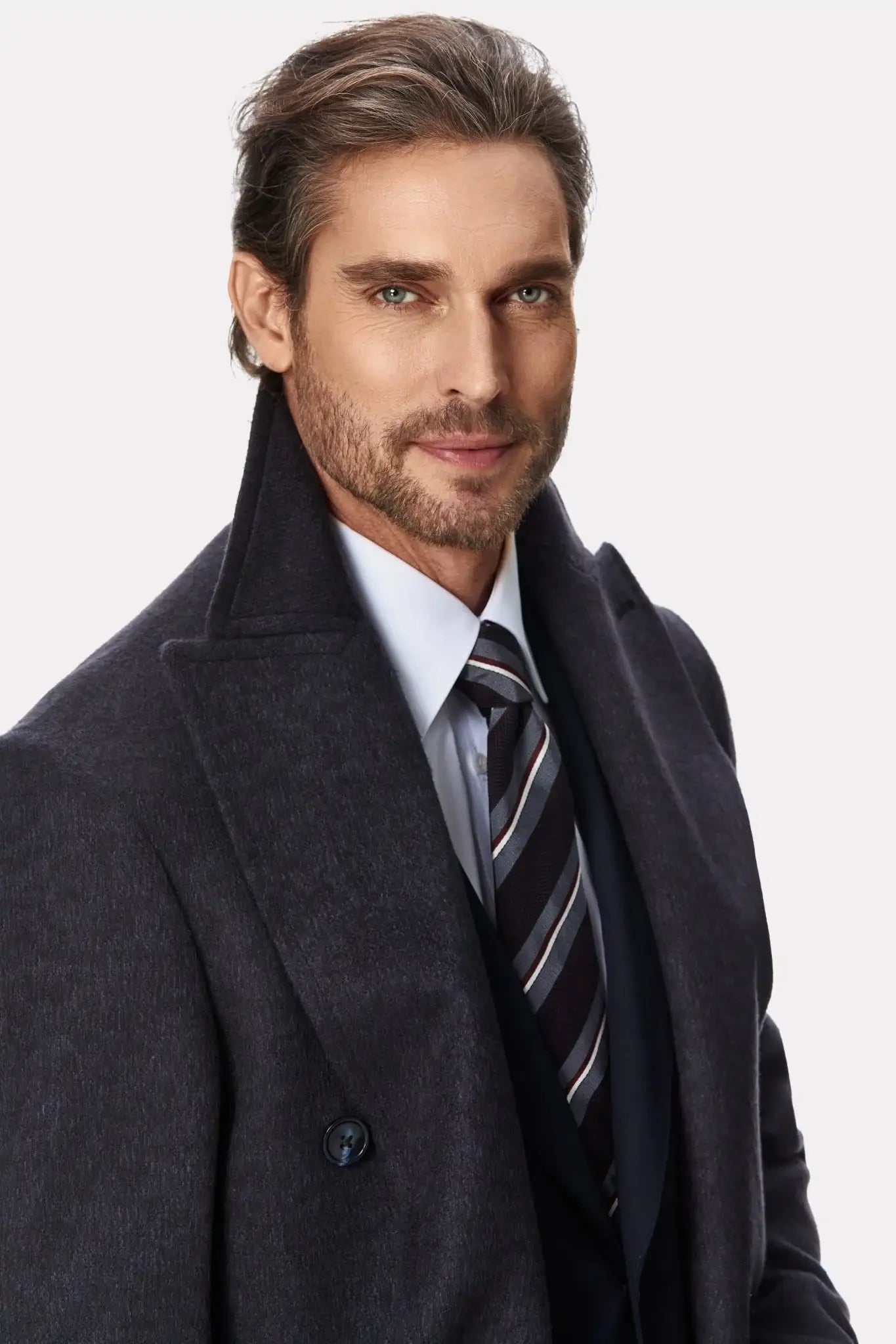 Gray camel hair coat