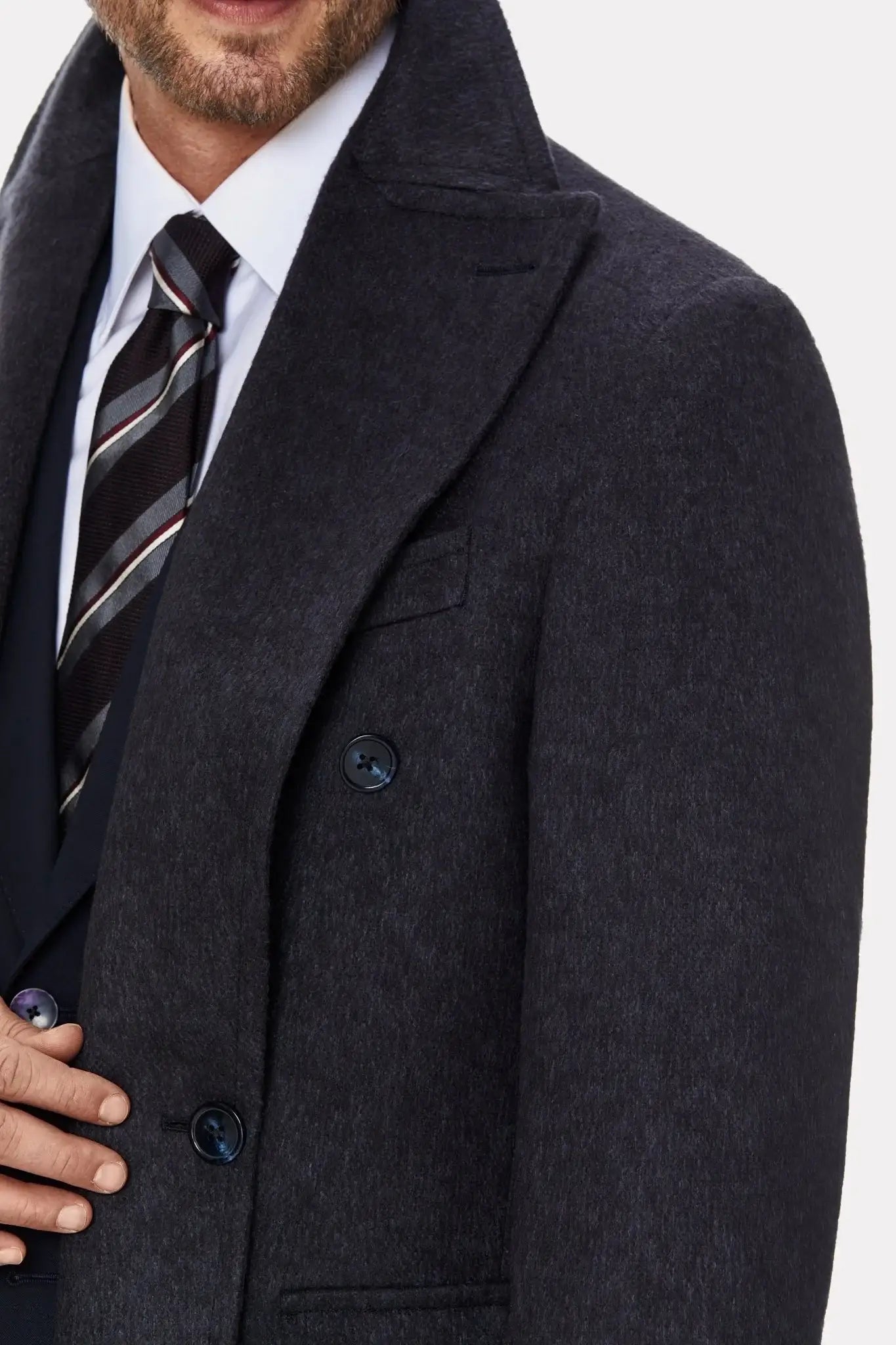 Gray camel hair coat