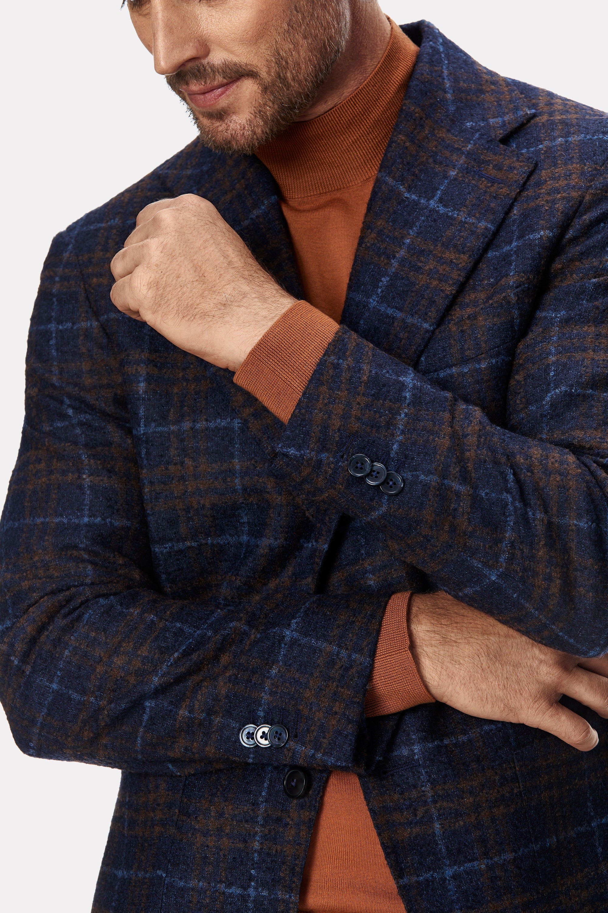 Plaid jacket in alpaca wool, tailored fit