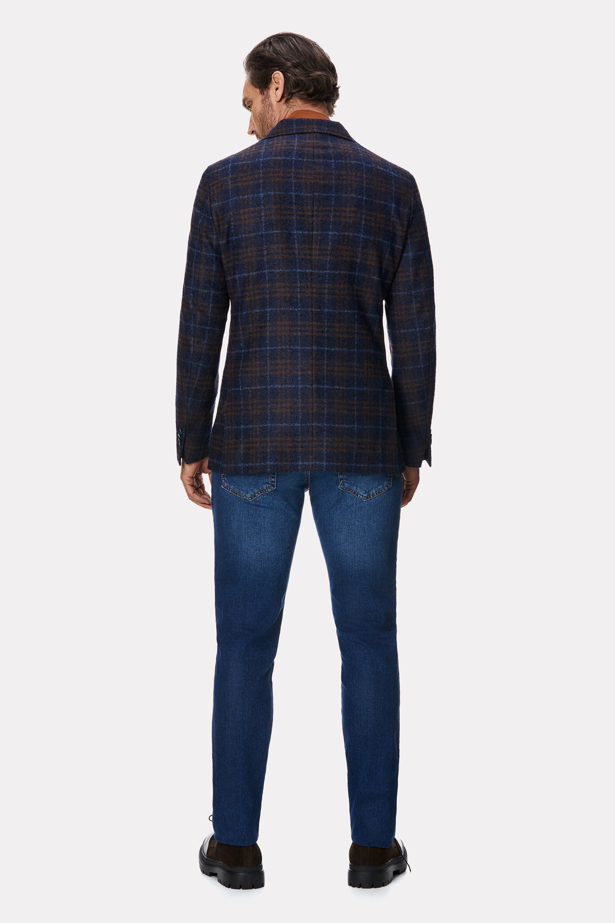 Plaid jacket in alpaca wool, tailored fit