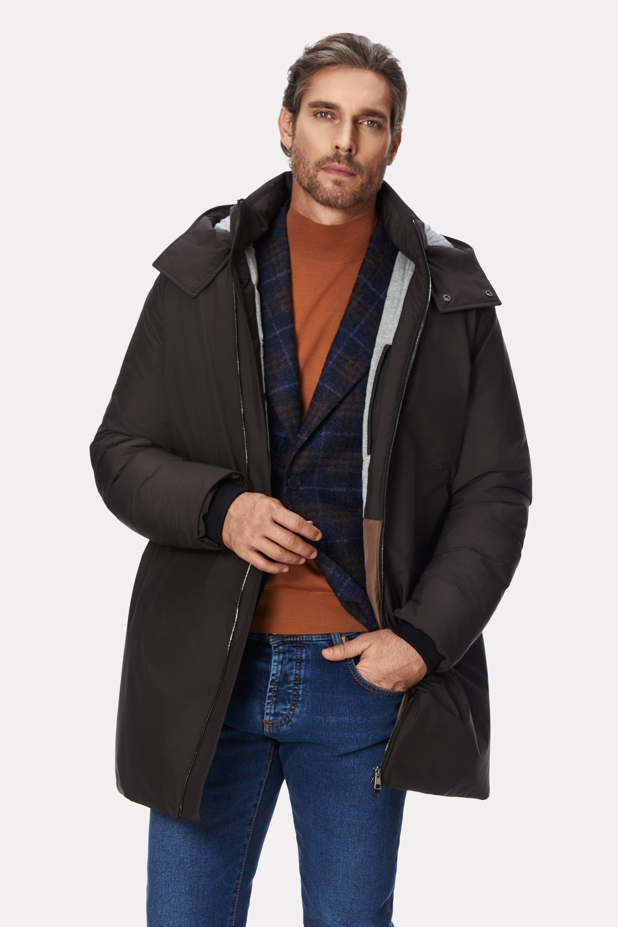 Gray down parka