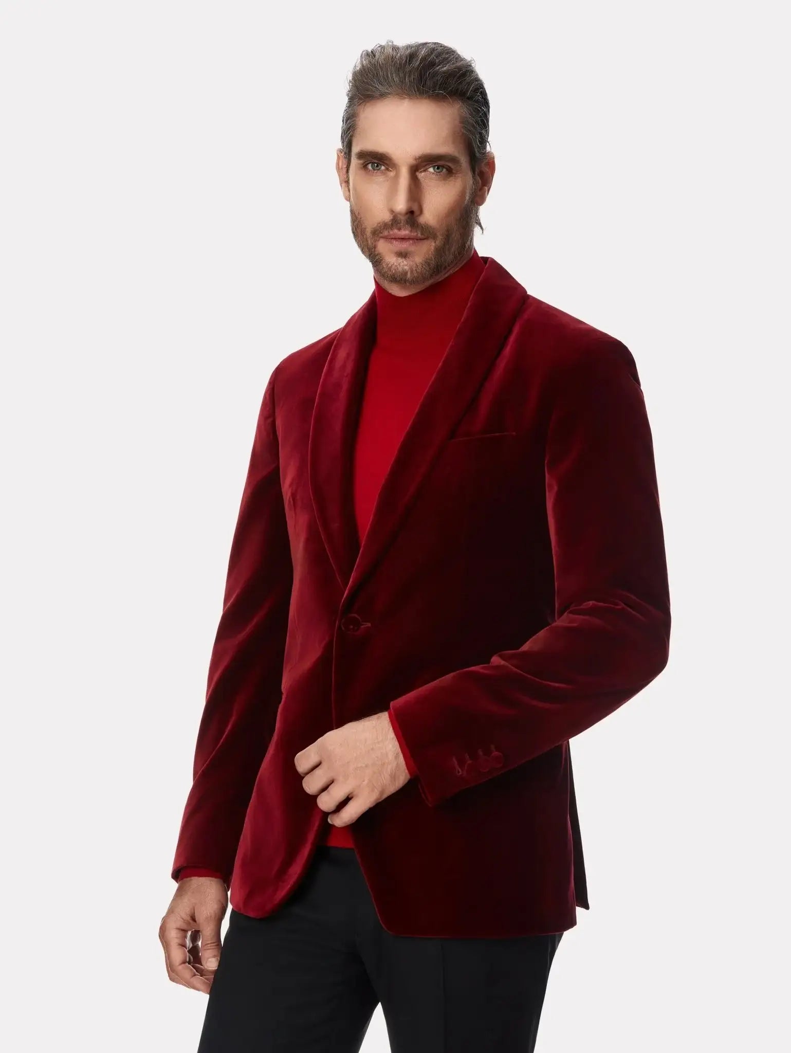 Red 16 GG merino wool high neck sweater