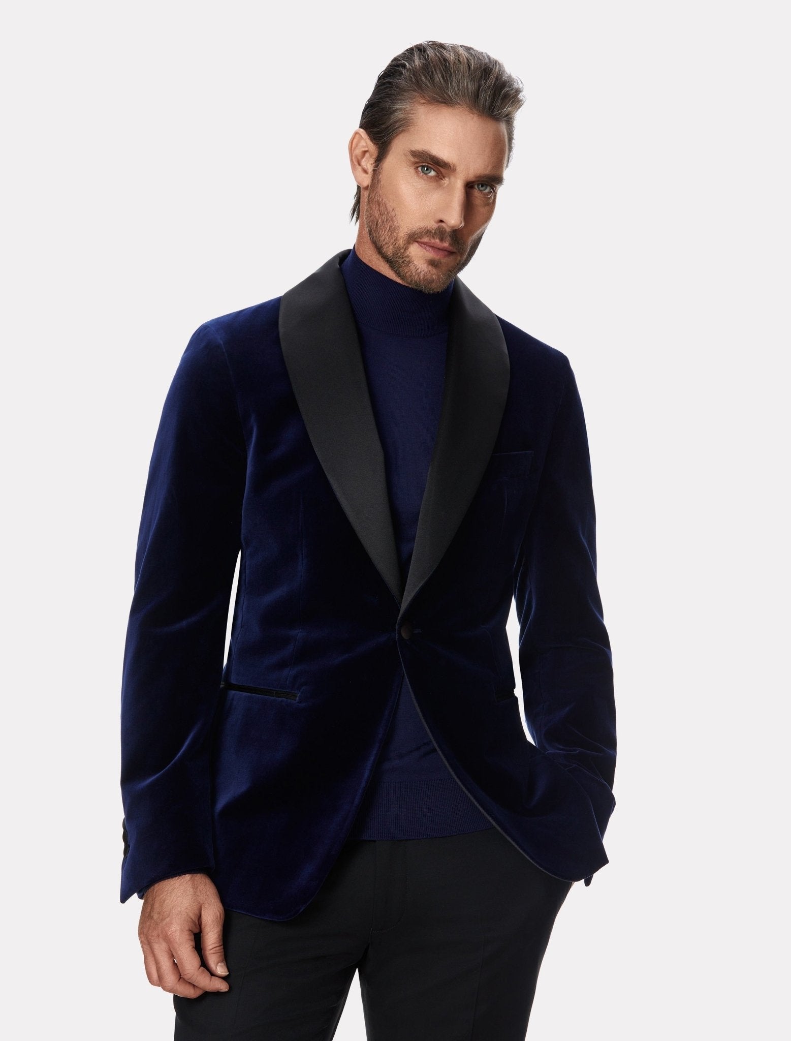 Maleta navy din lana merino extra fina 16 GG - Viggo