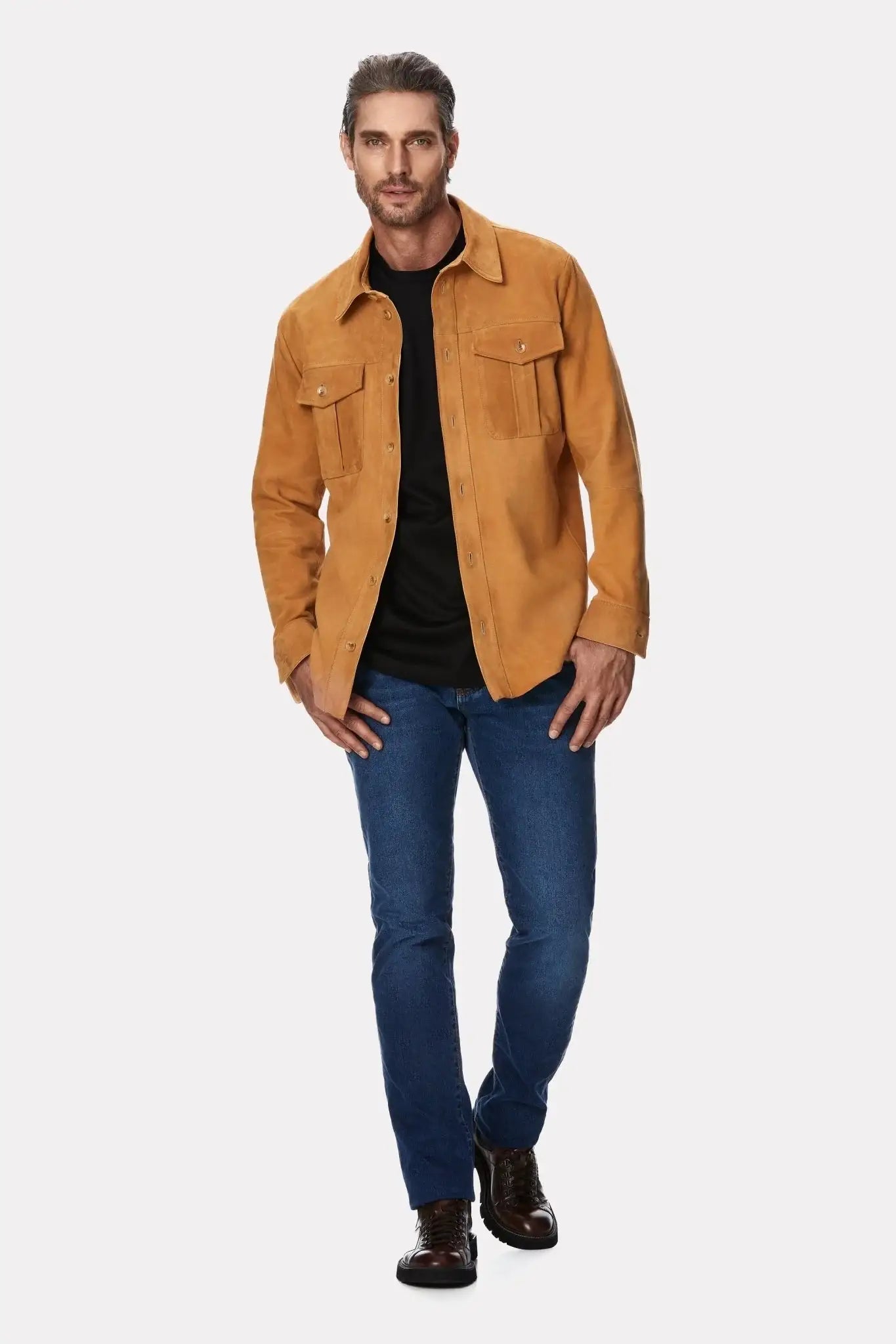 Jacheta din piele intoarsa beige