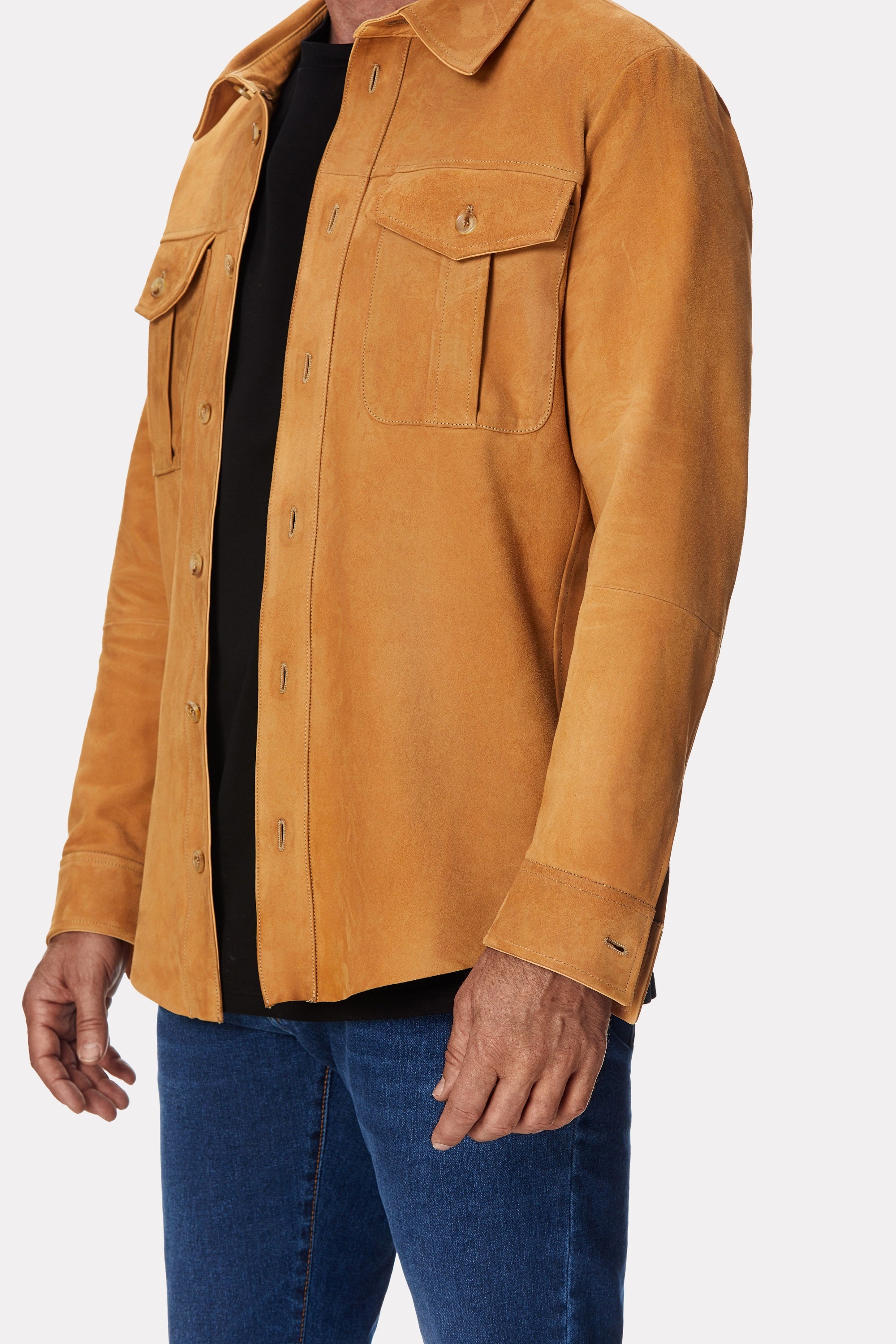 Jacheta din piele intoarsa beige