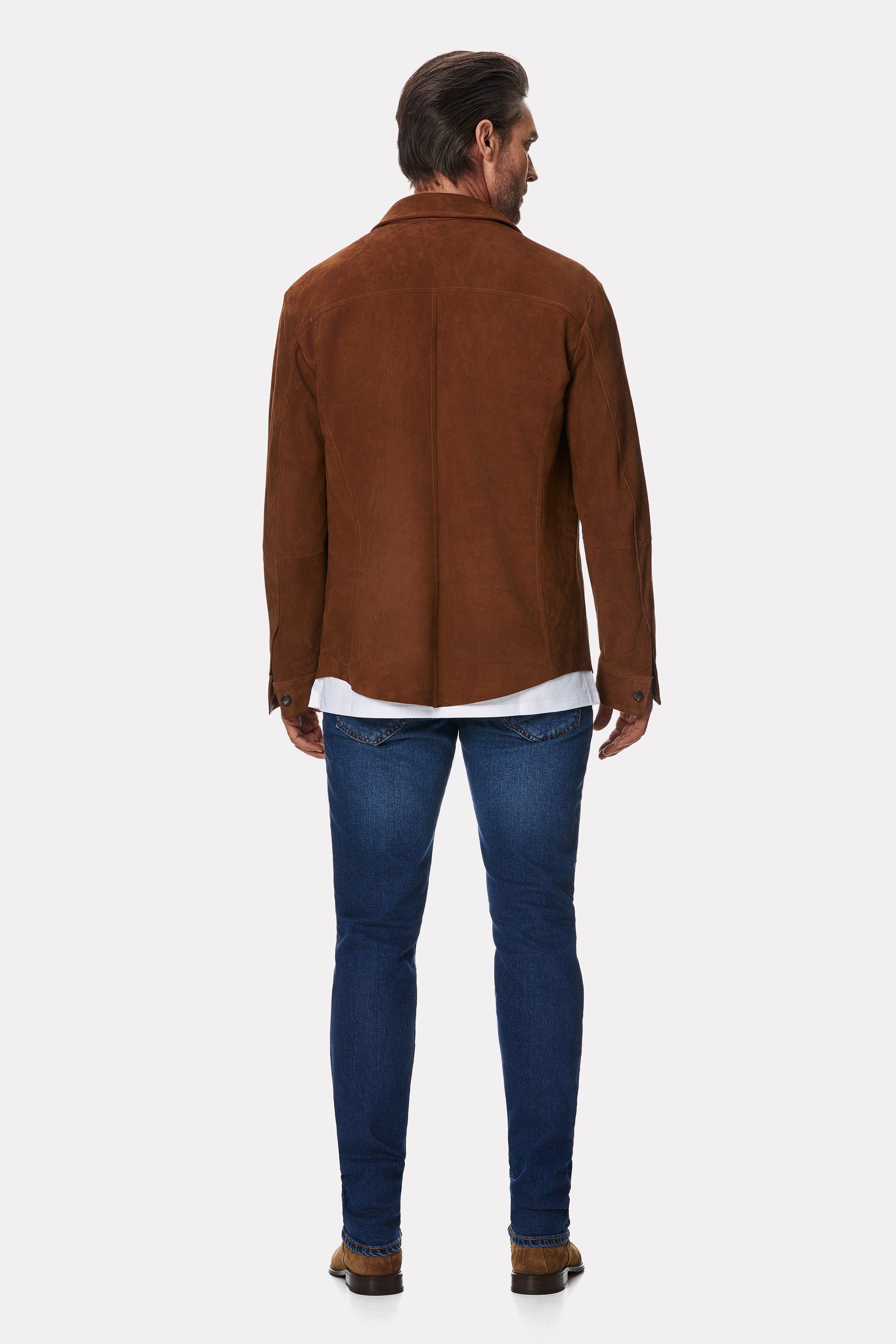 Jacheta din piele intoarsa camel