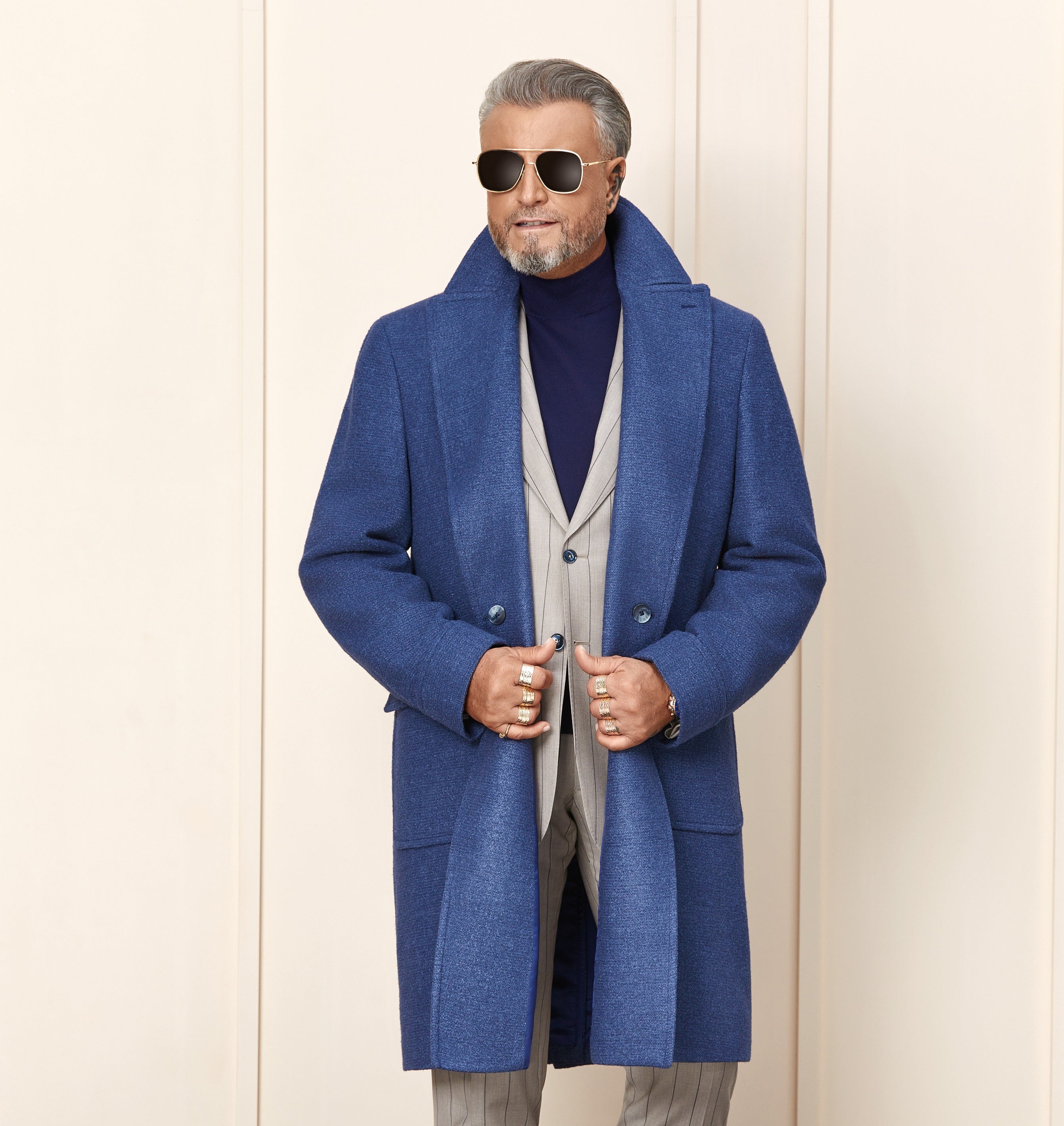 Blue camel hair coat
