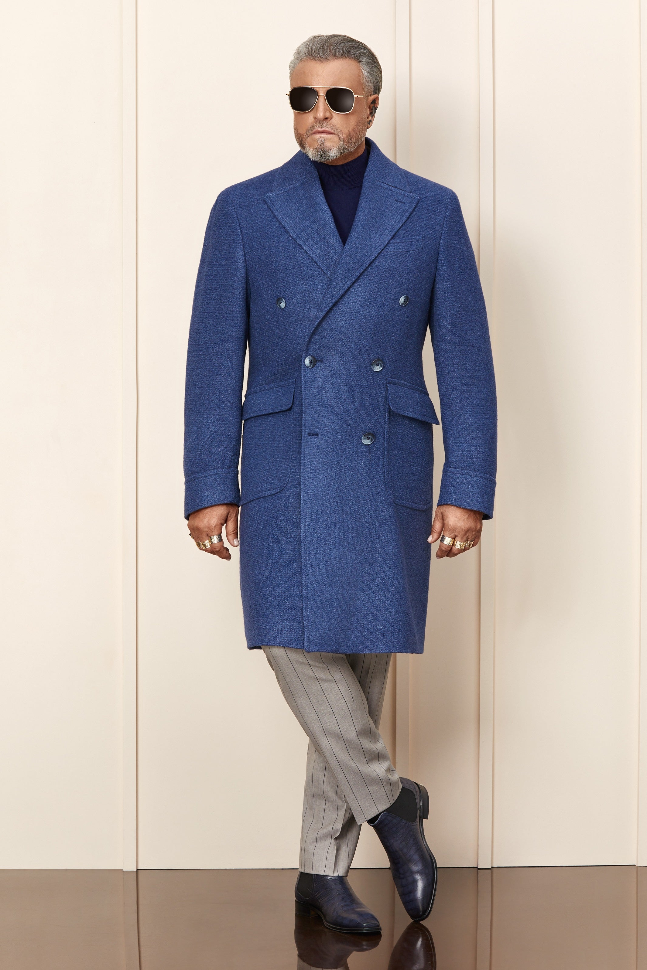 Blue camel hair coat