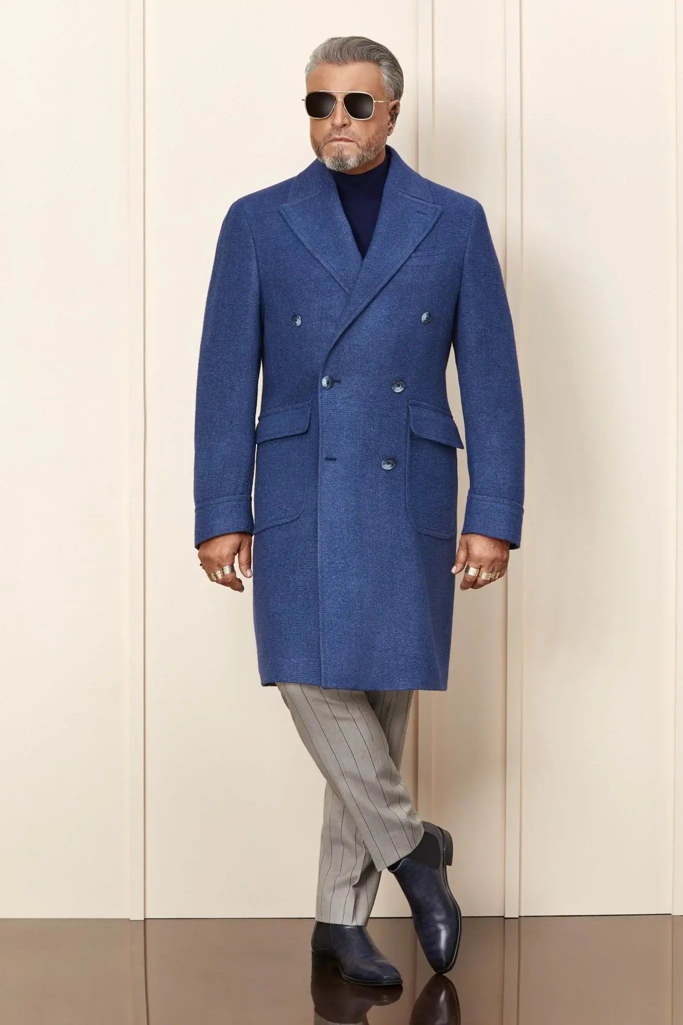 Palton albastru din par de camila