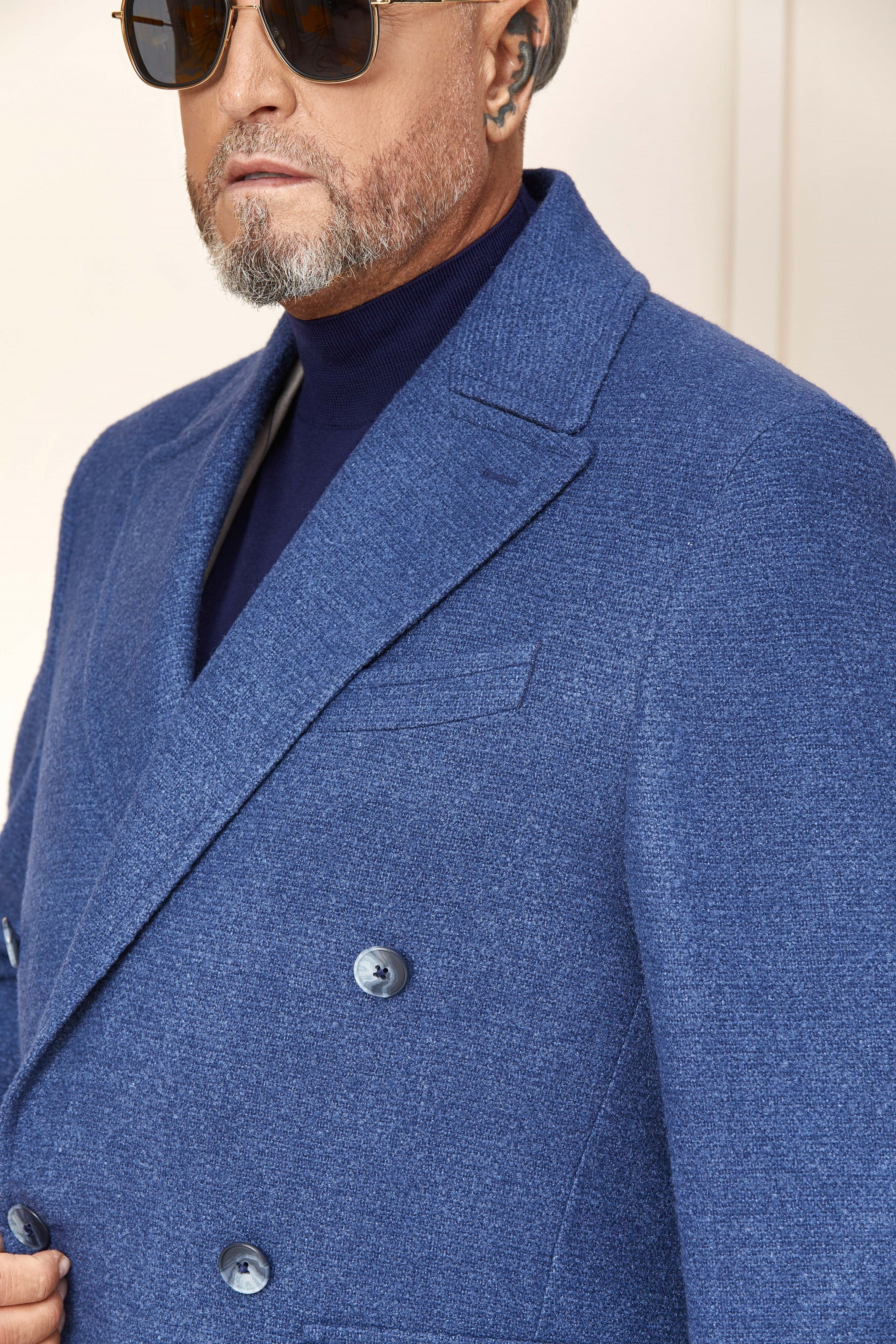 Blue camel hair coat