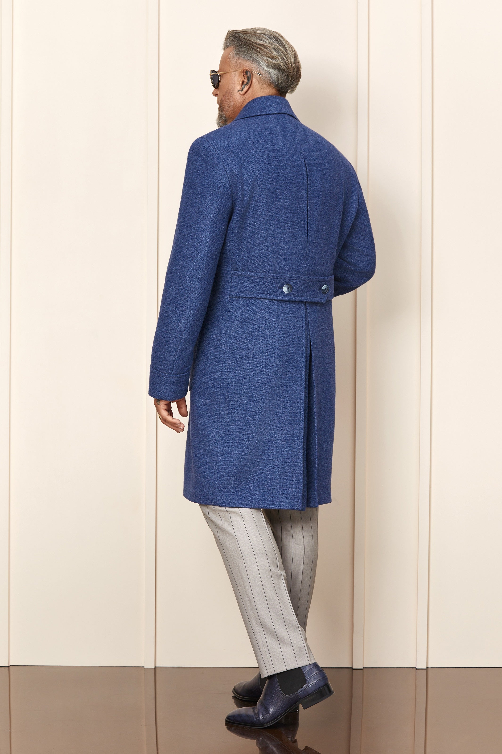 Blue camel hair coat