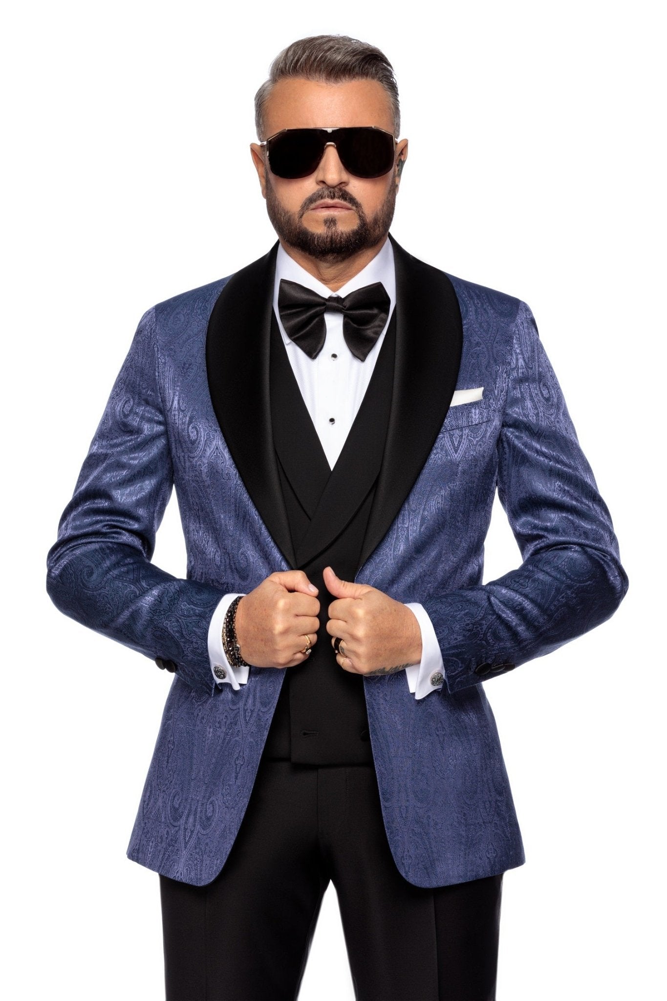 Sacou smoking jacquard ton sur ton - Viggo