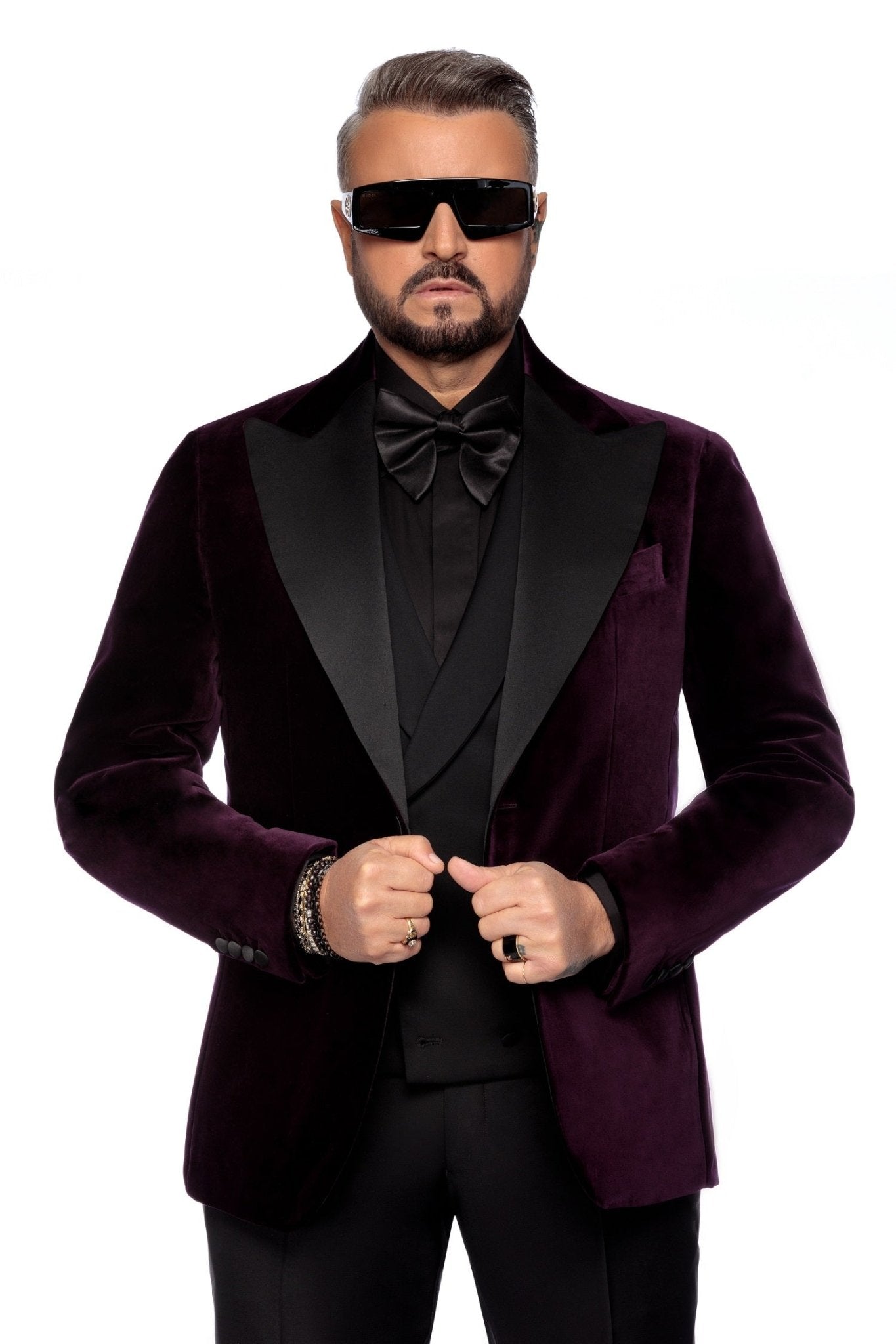 Tuxedo din catifea plum - Viggo