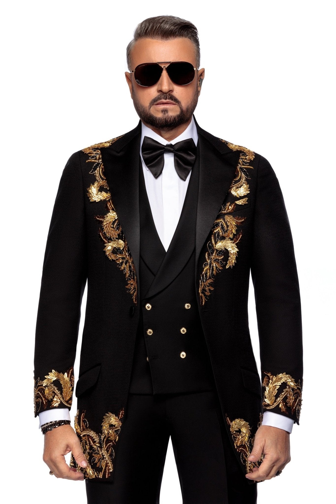 Redingota made to measure din lana cu broderie manuala - Viggo