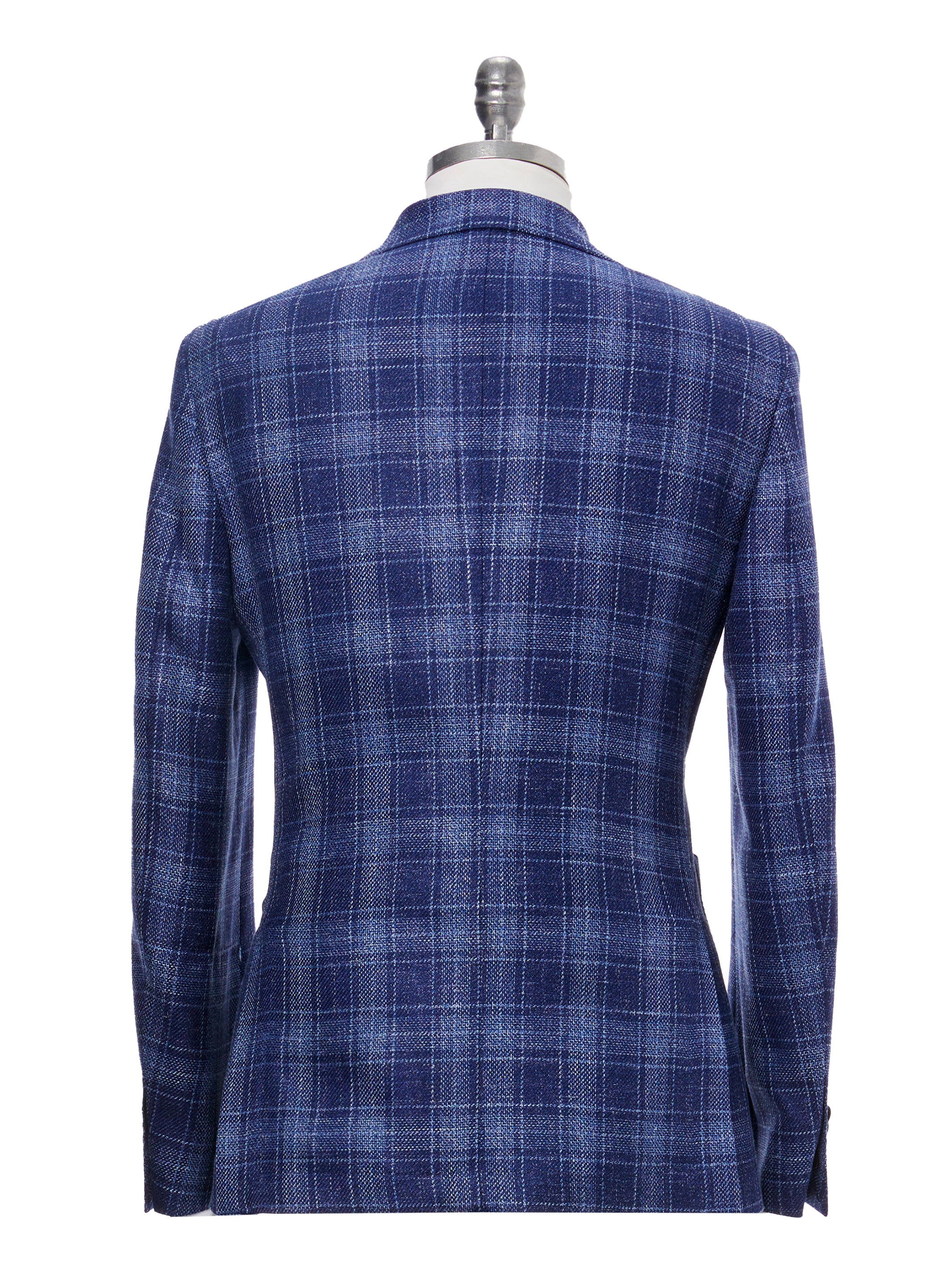 Sacou navy check, tailored fit