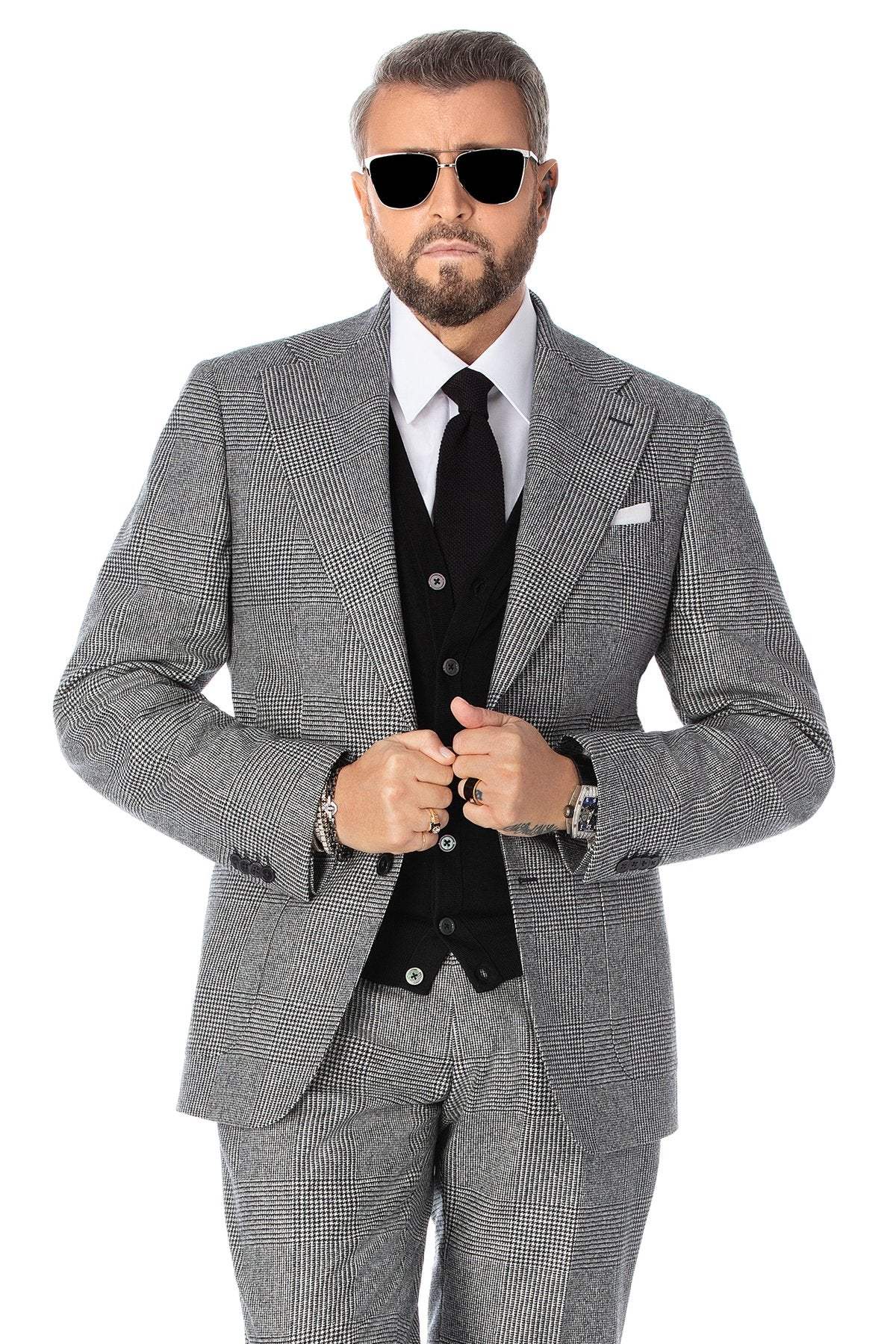 Cardigan negru din lana merino