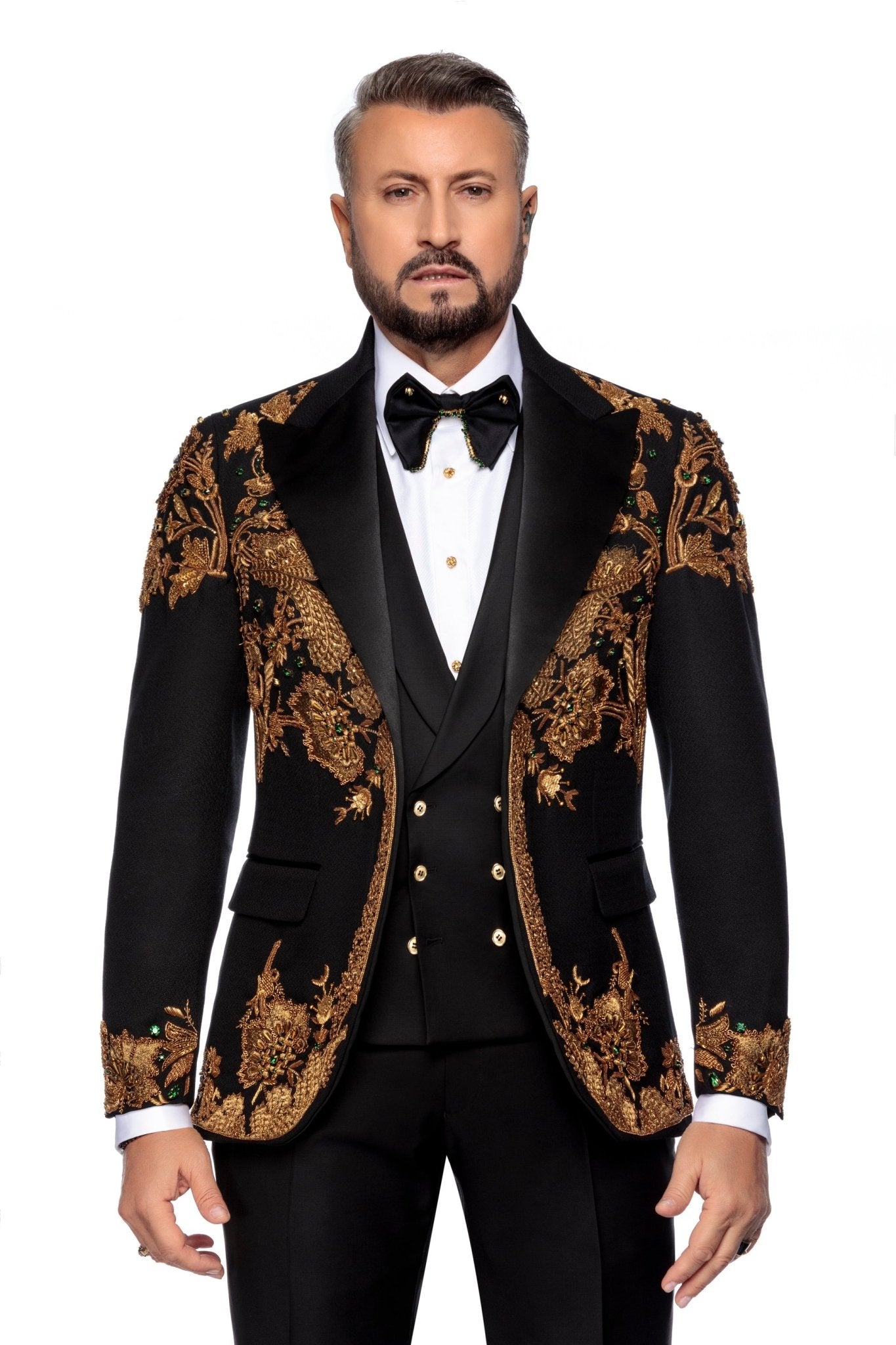 Sacou smoking made to measure din lana cu broderie manuala - Viggo