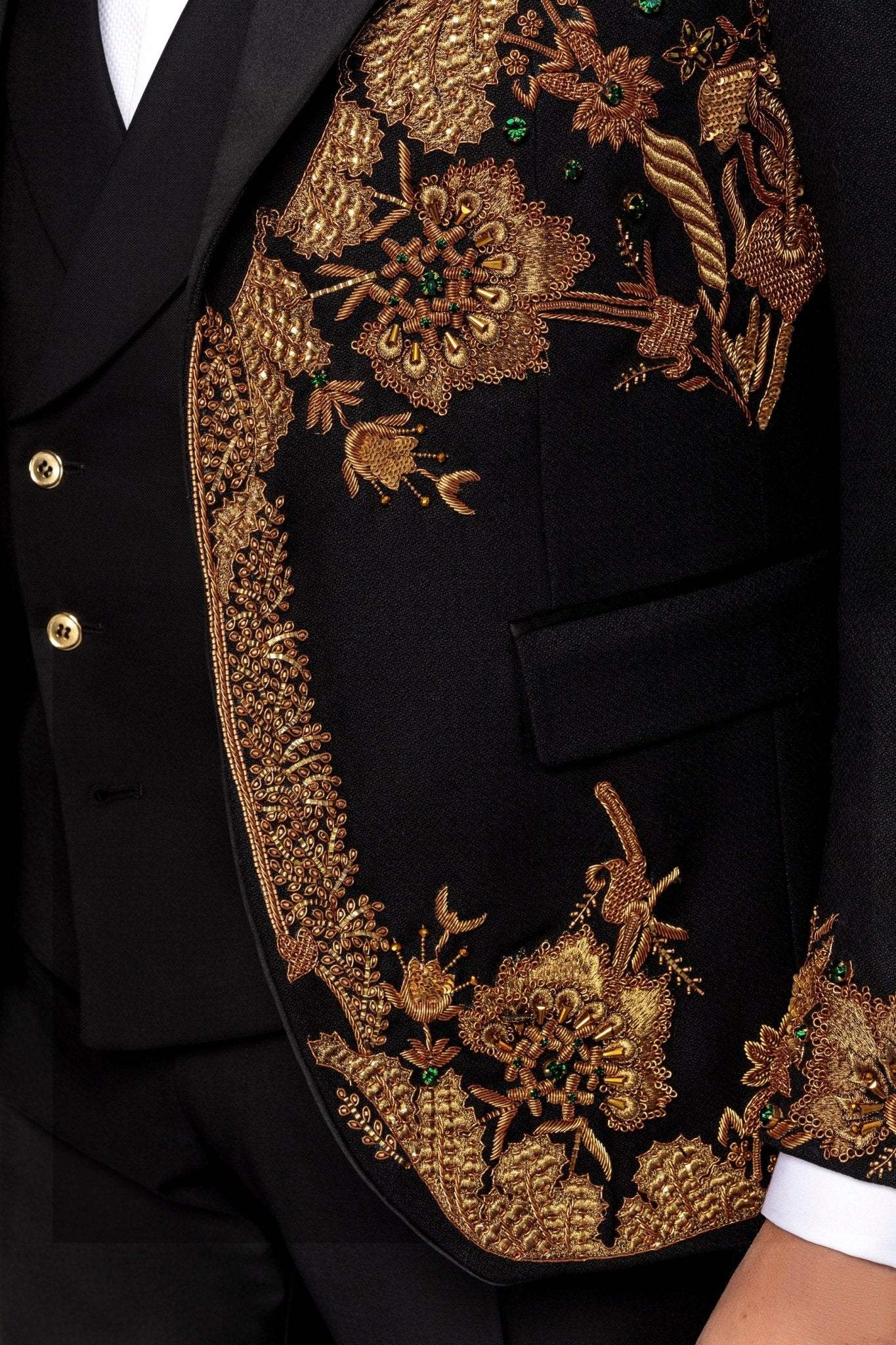 Sacou smoking made to measure din lana cu broderie manuala