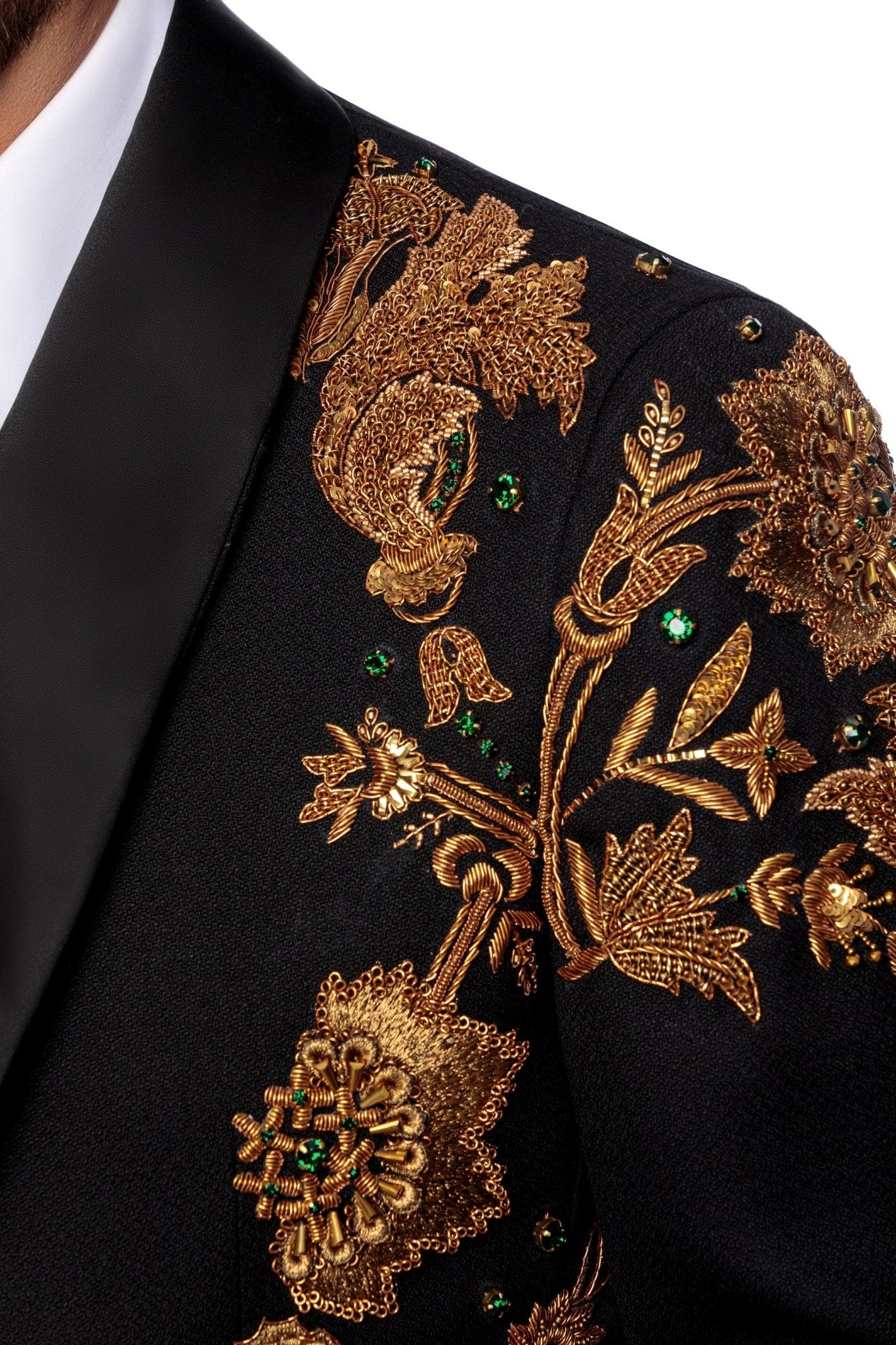 Sacou smoking made to measure din lana cu broderie manuala bronze - Viggo