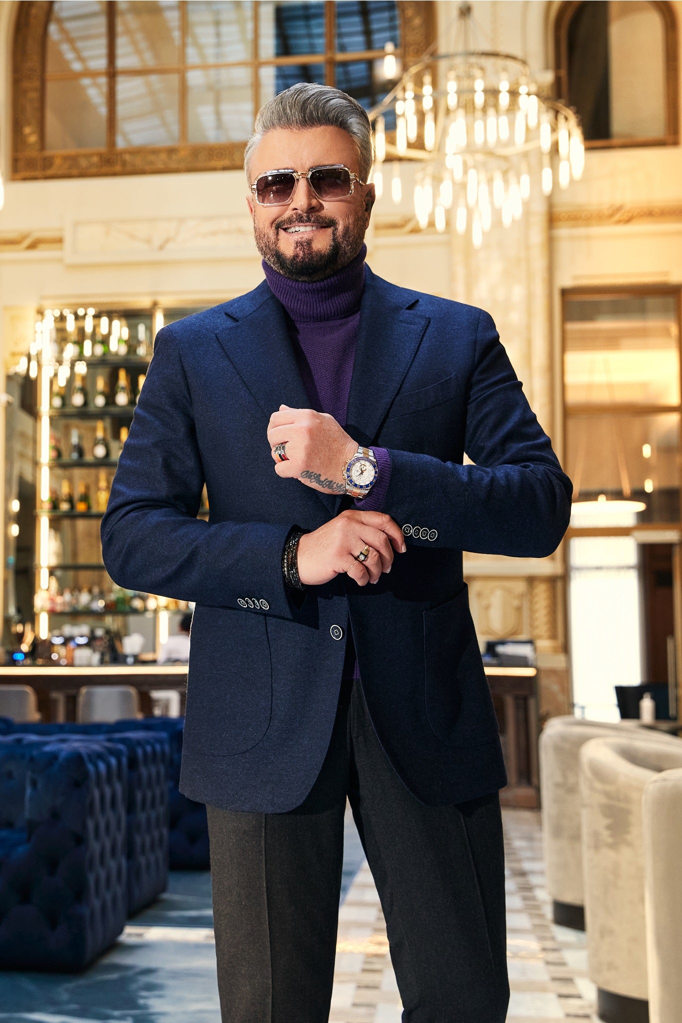 Navy blue flannel jacket, tailored fit