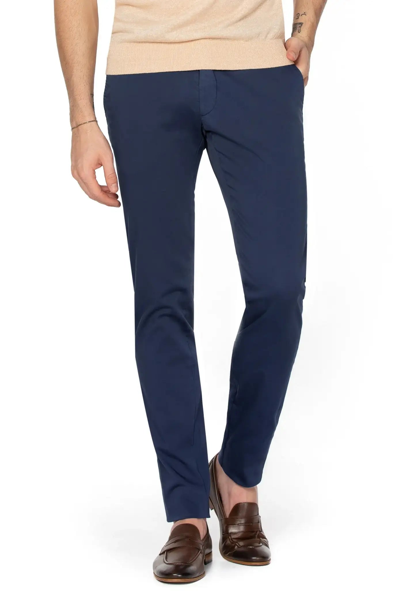 Pantalon Chinos Albastru Texturat Fin