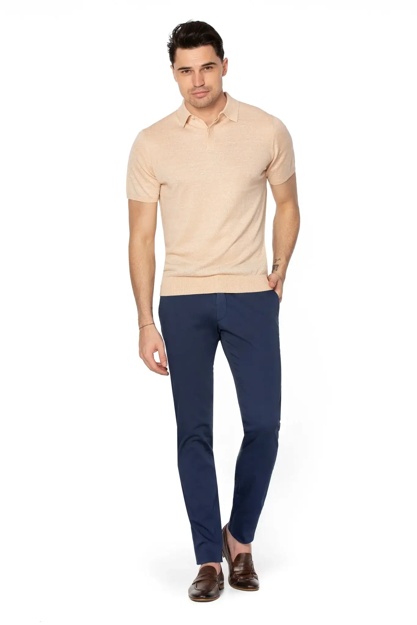 Pantalon Chinos Albastru Texturat Fin