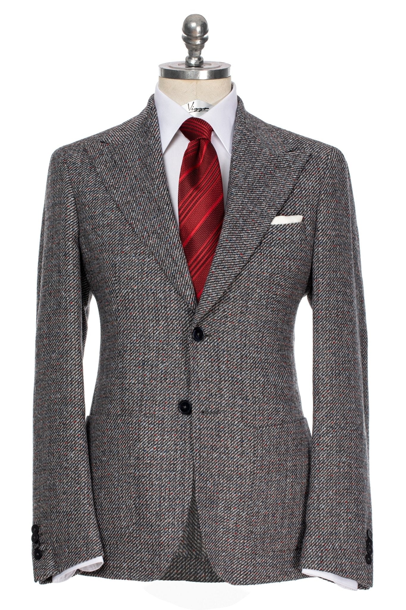 Cravata din matase rosie cu textura si dungi - Viggo