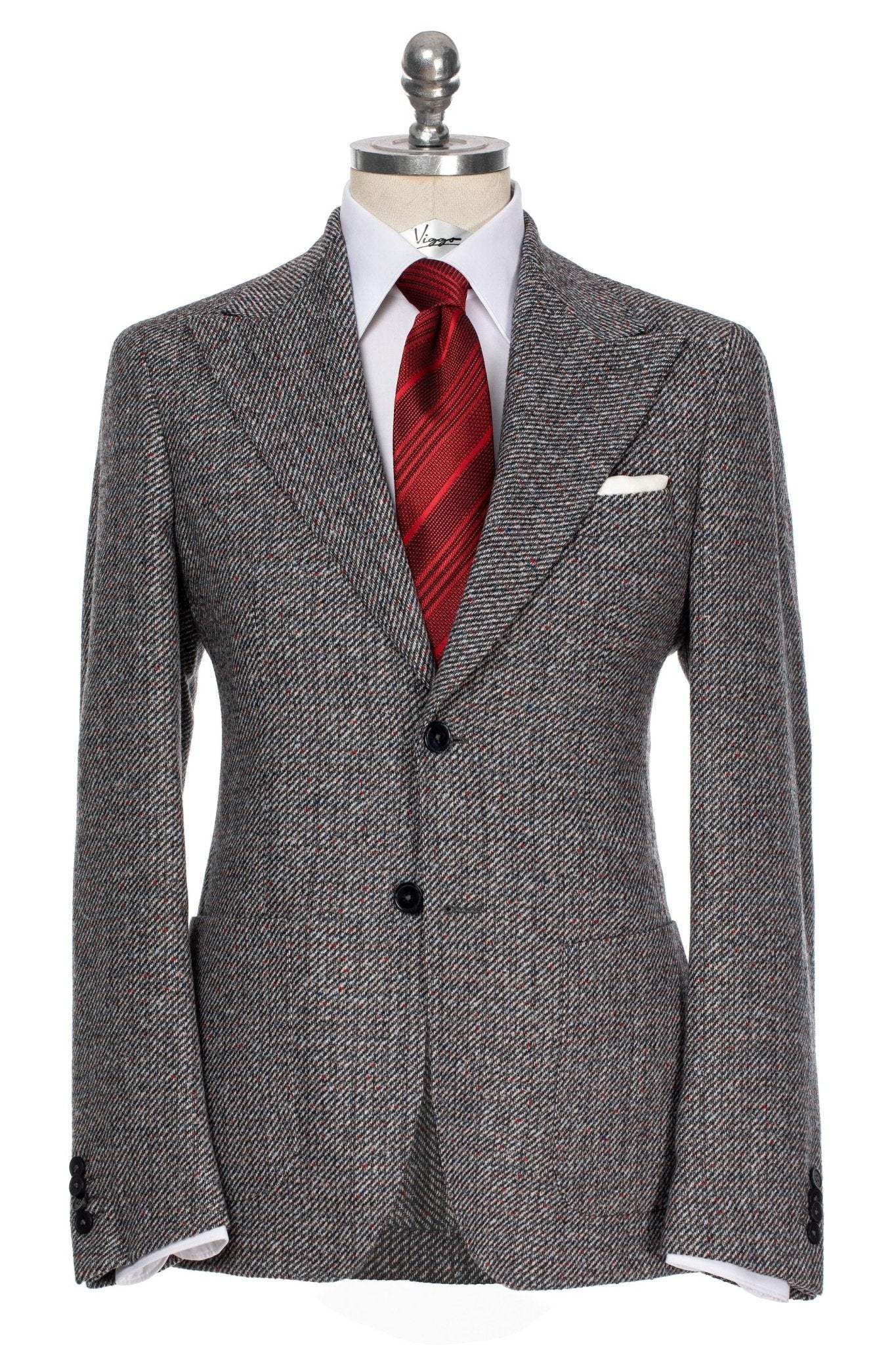 Red silk tie with texture and stripes