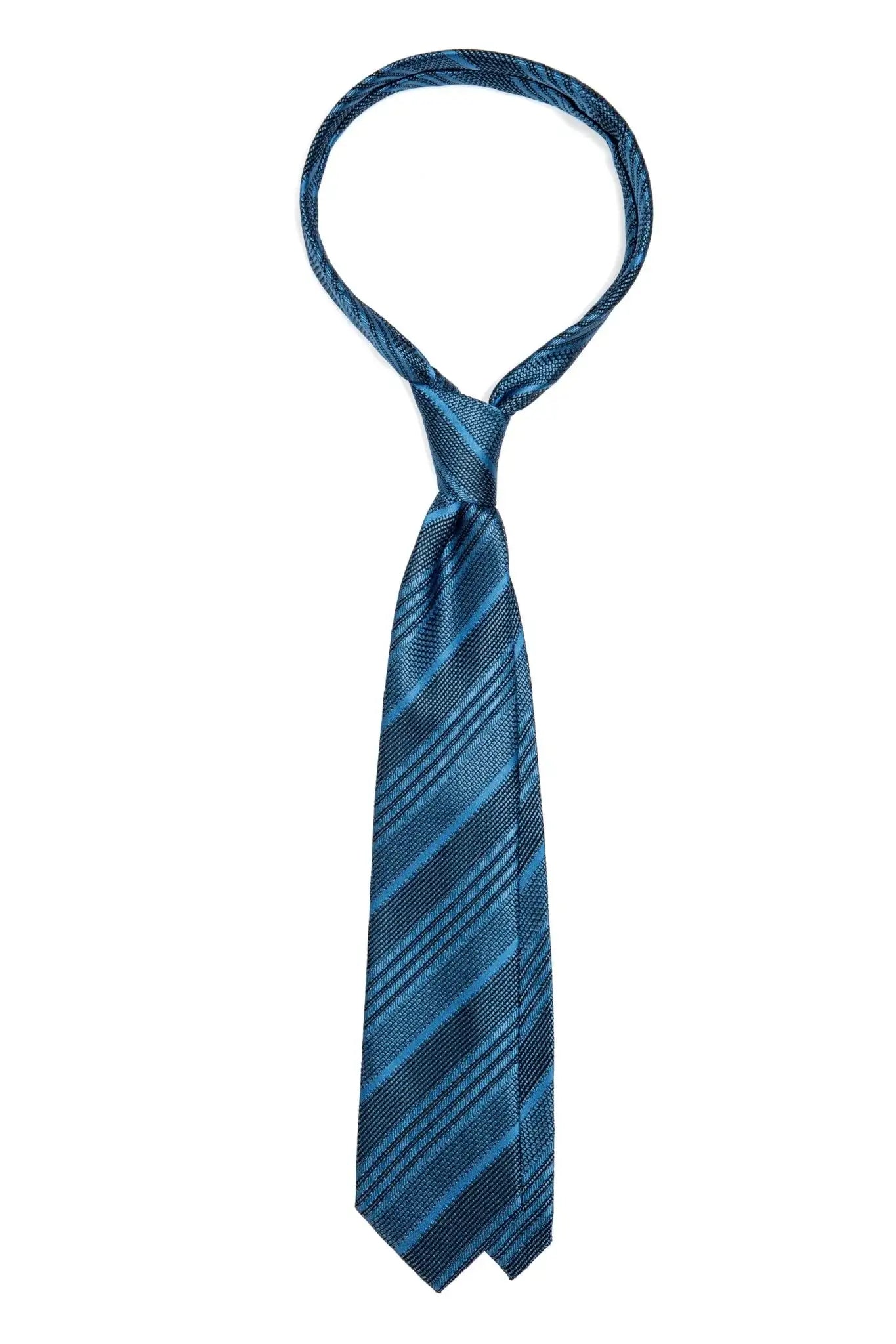 Navy silk tie with stripes