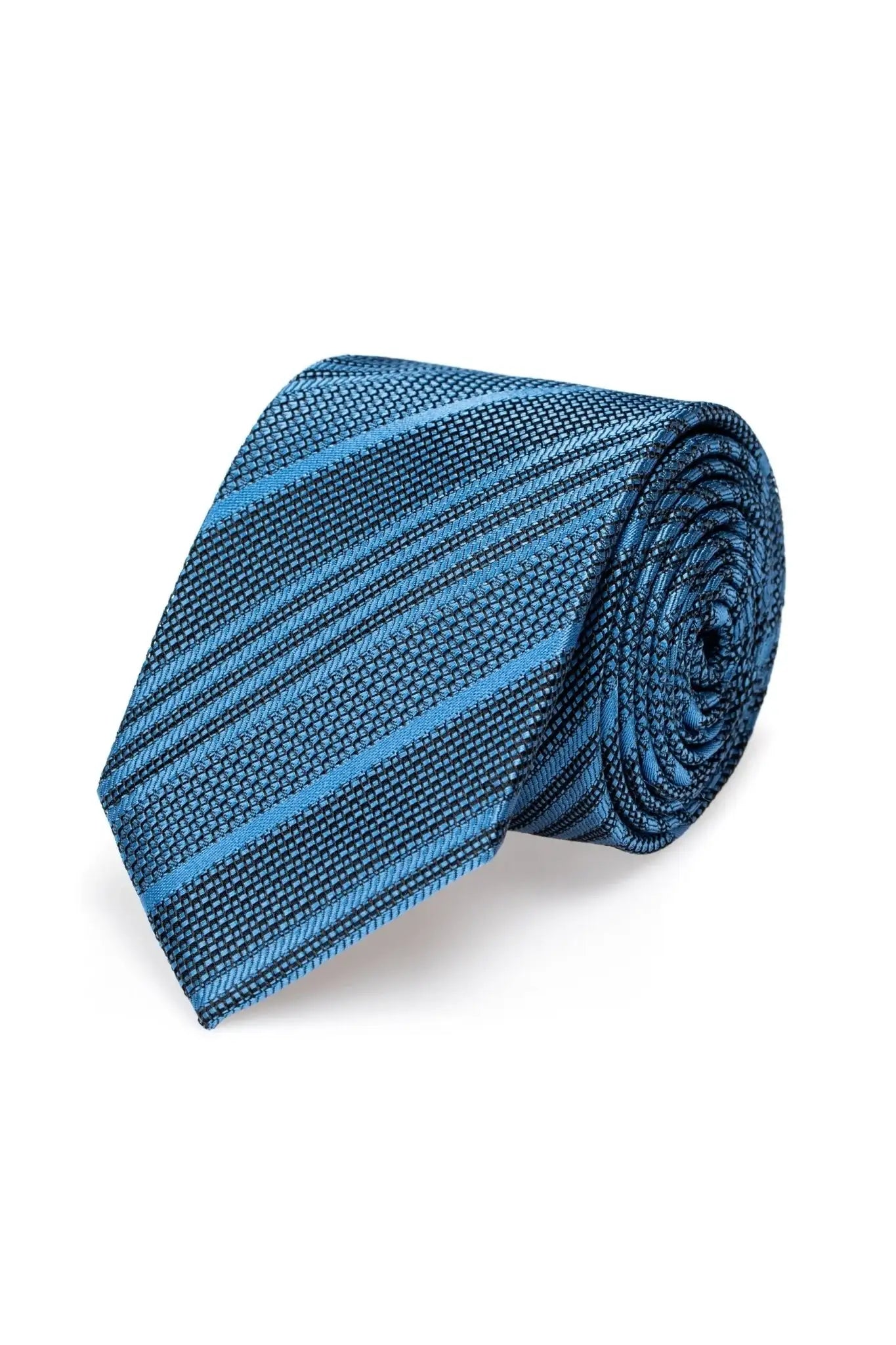 Navy silk tie with stripes