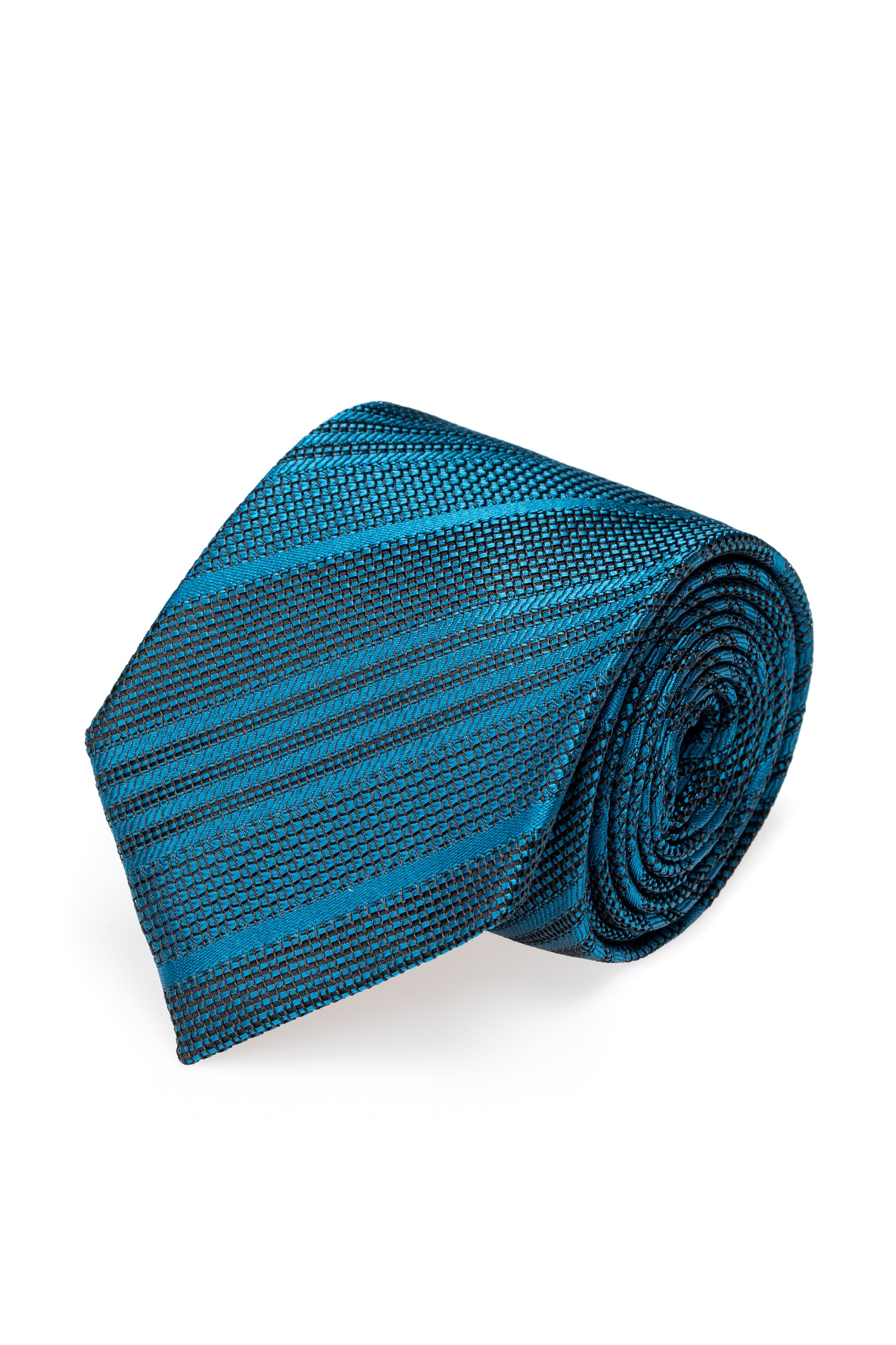 Blue silk tie with stripes