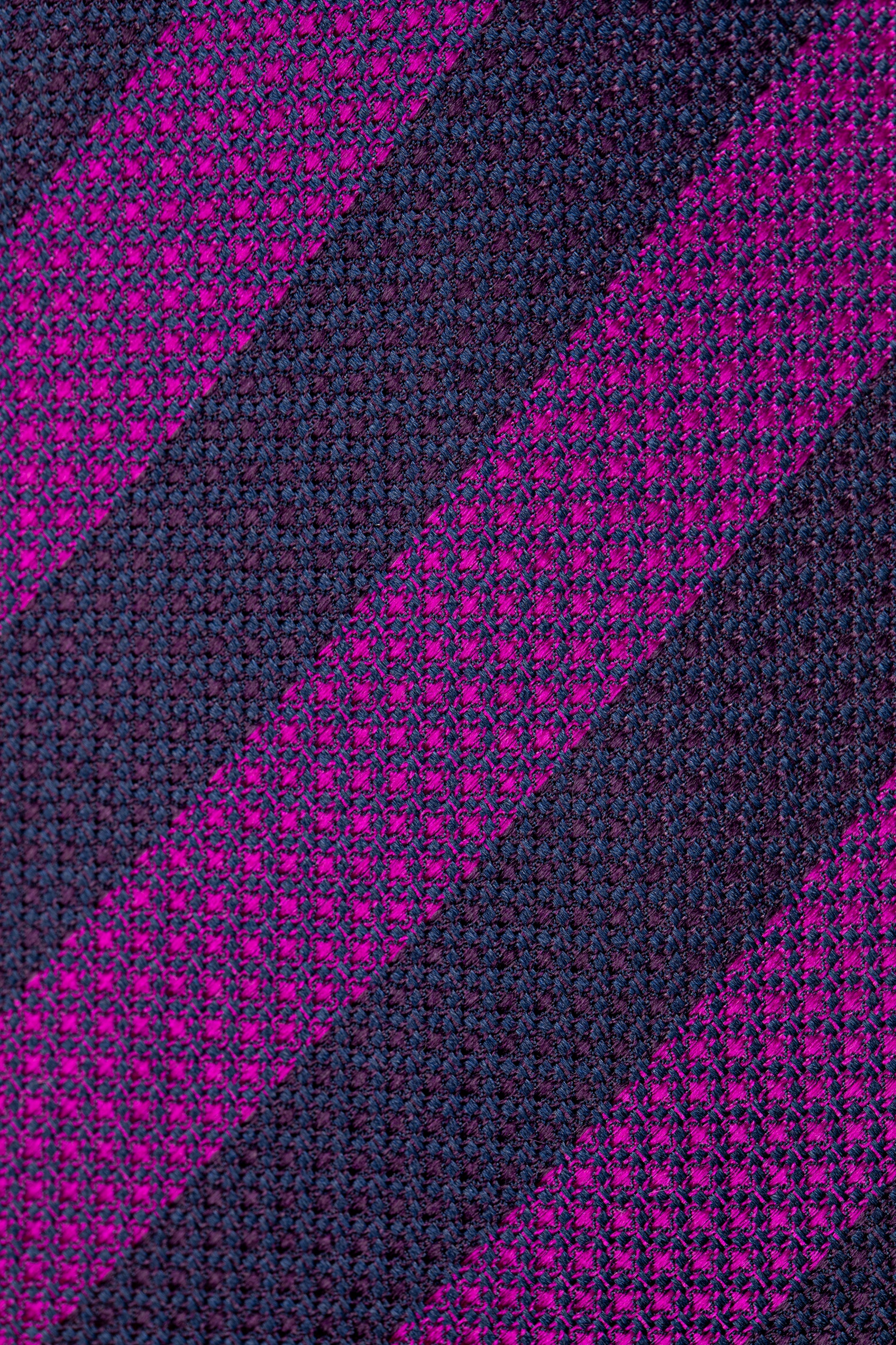 Purple silk tie with wide stripes