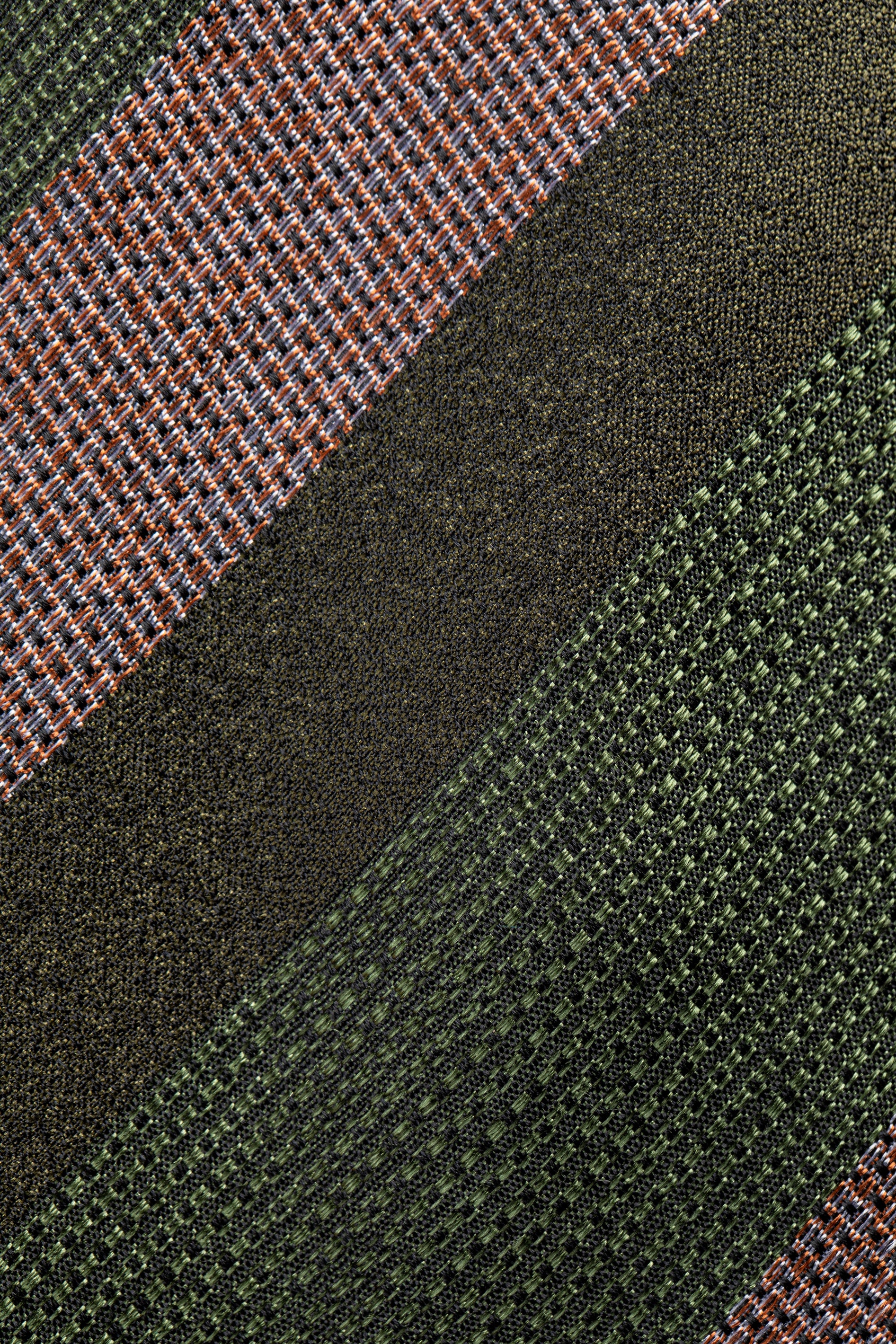Green silk tie with wide stripes