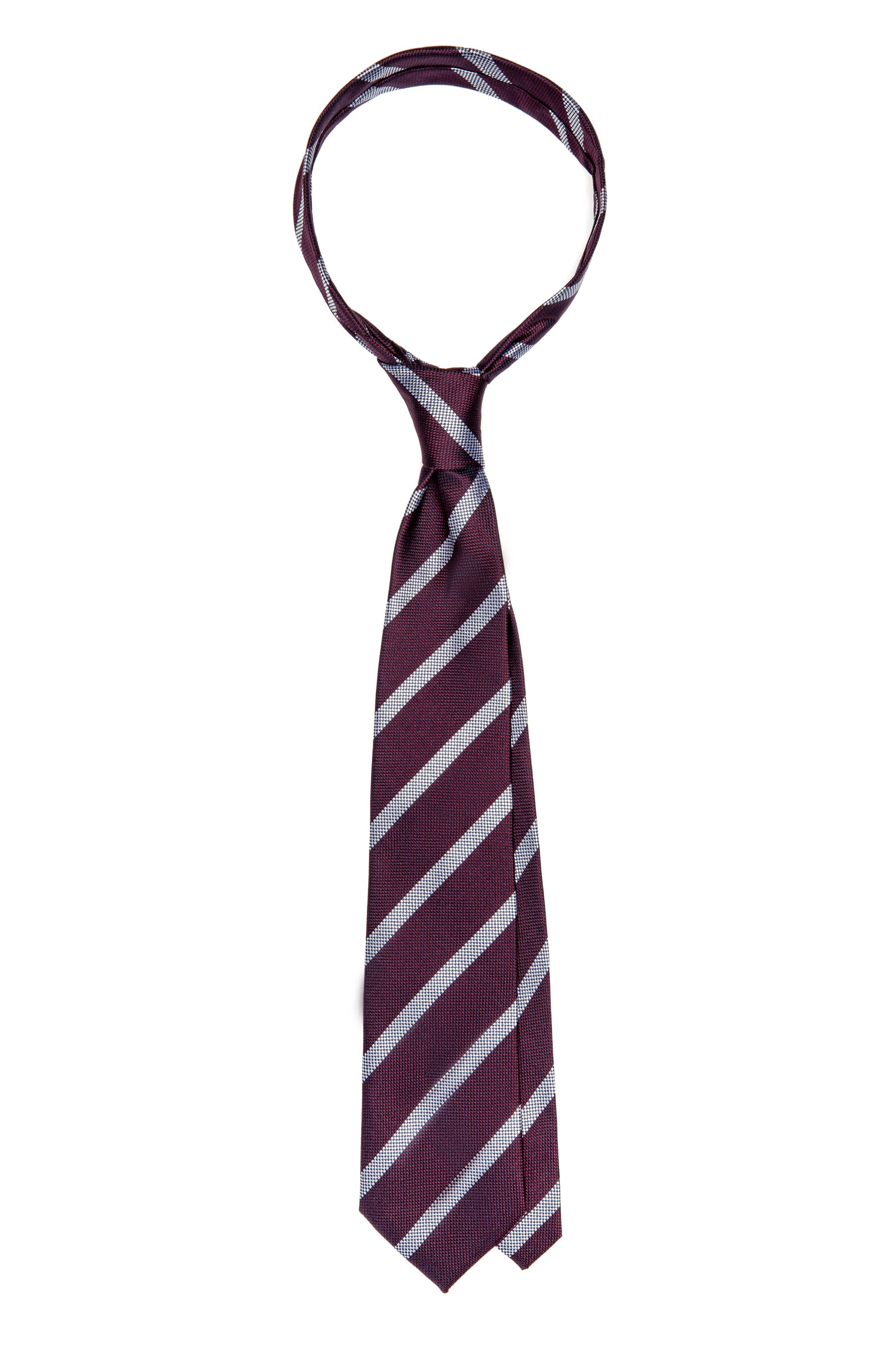 Striped bordeaux silk tie