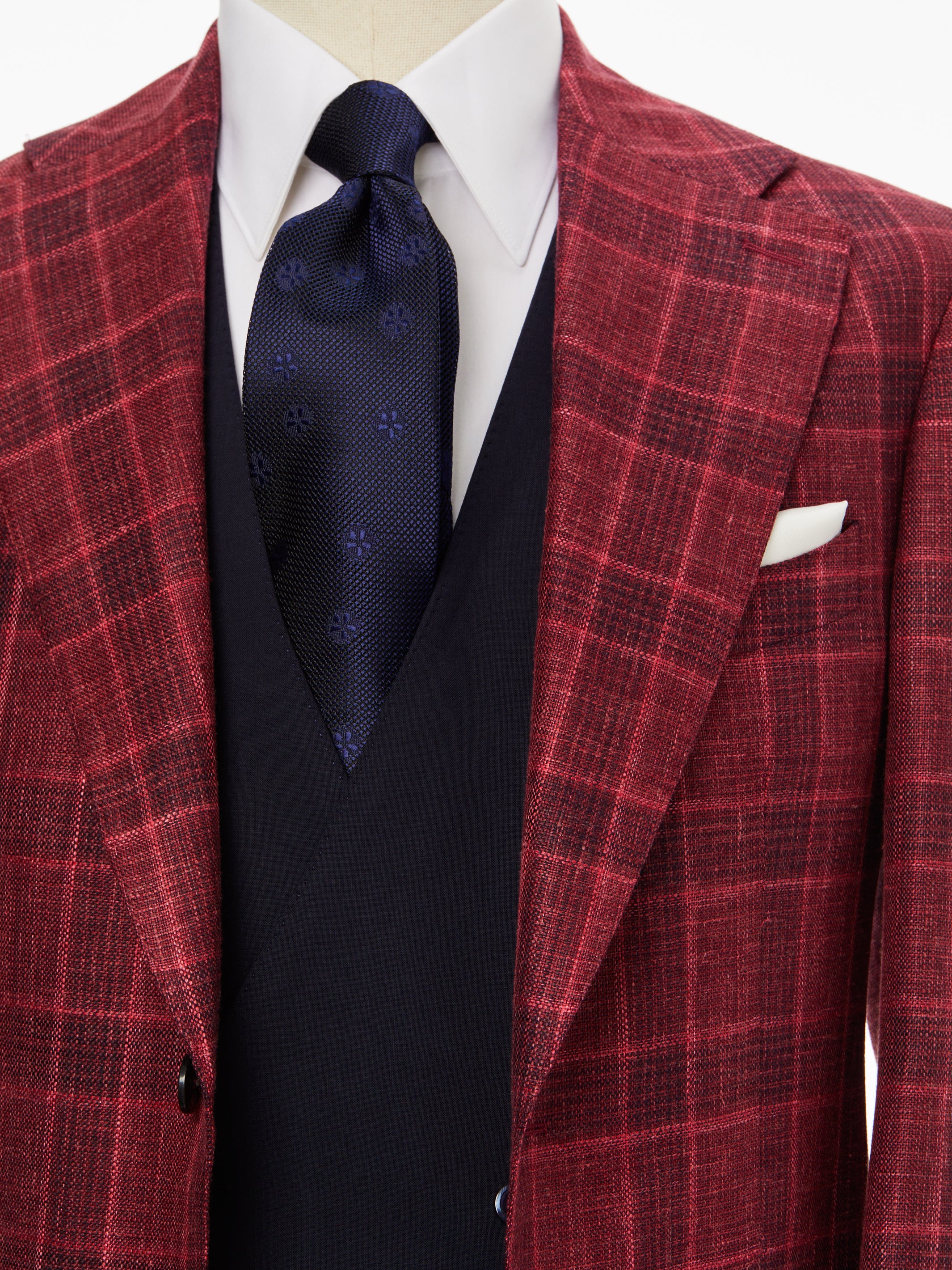 Sacou bordeaux check, tailored fit