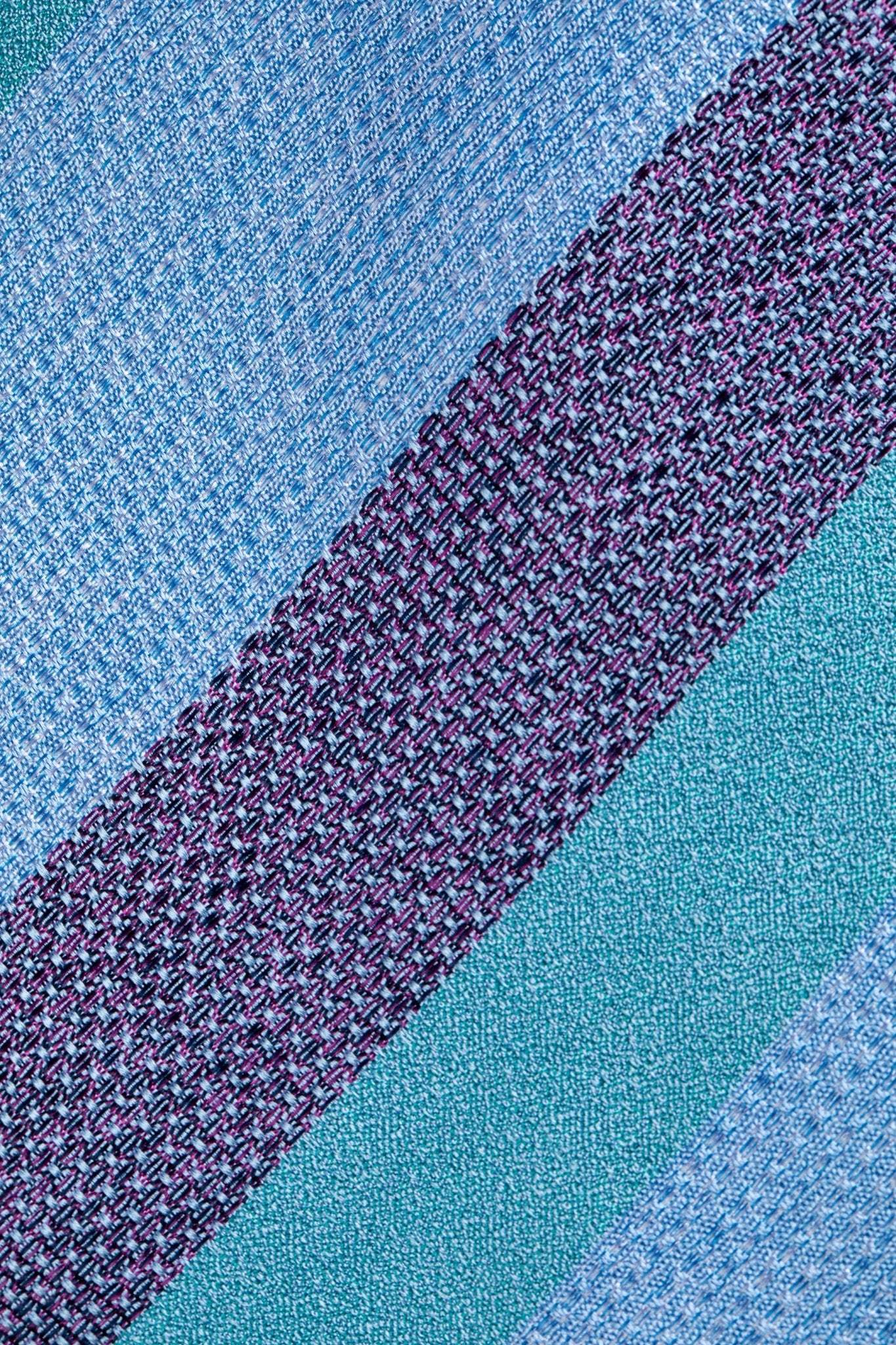 Cravata din matase bleu cu dungi late