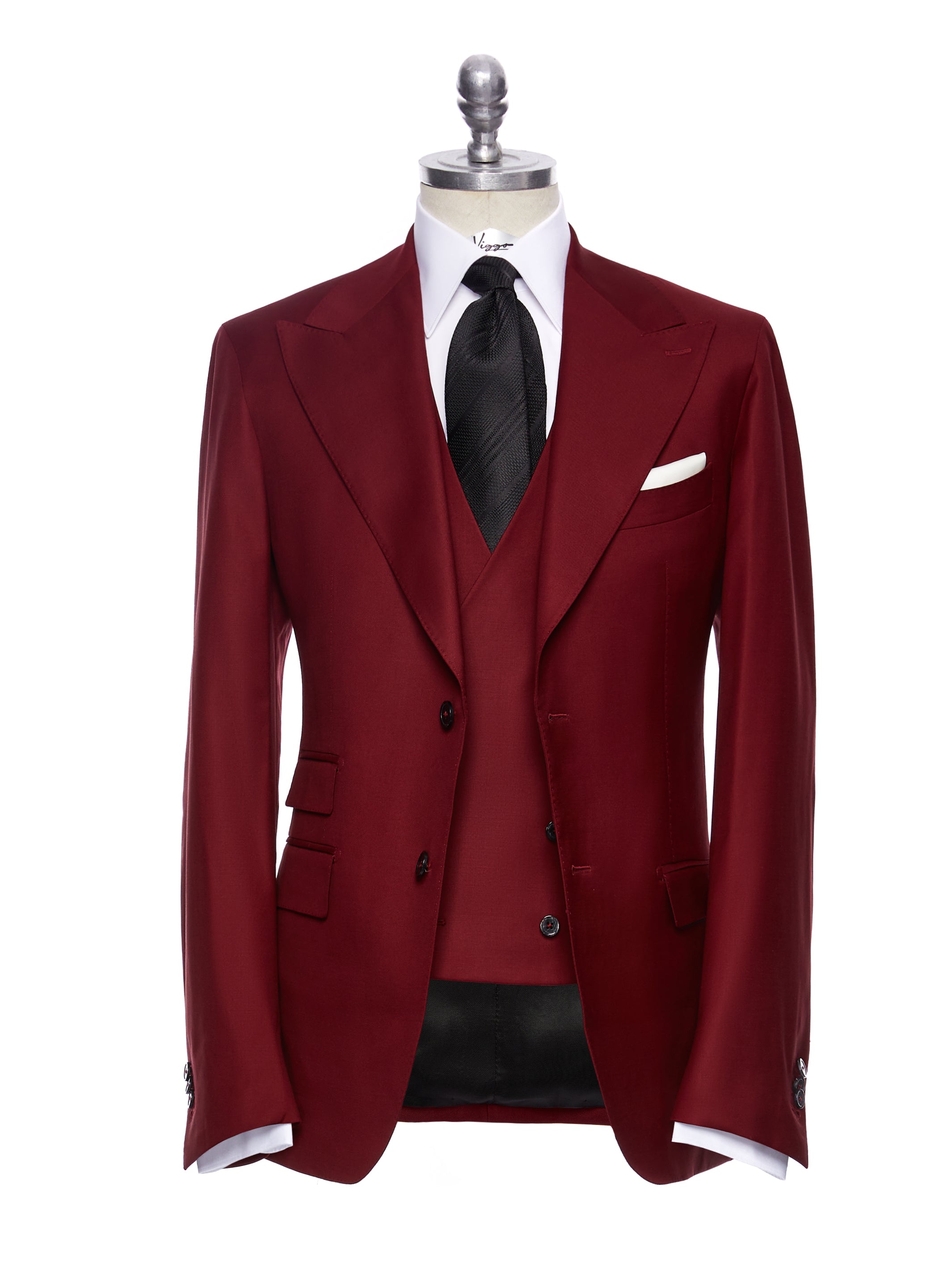 Three-piece burgundy suit, tailored fit
