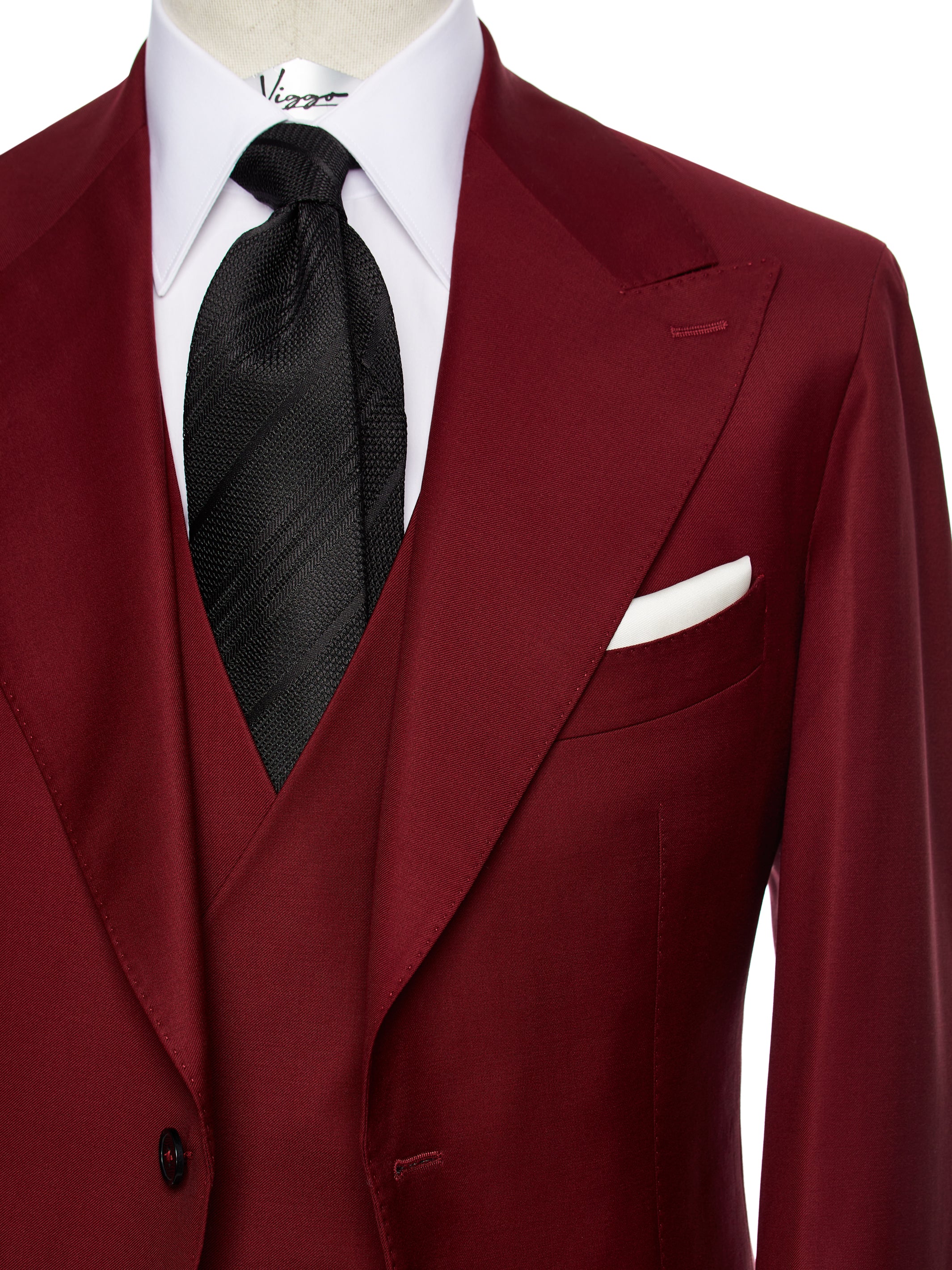 Three-piece burgundy suit, tailored fit