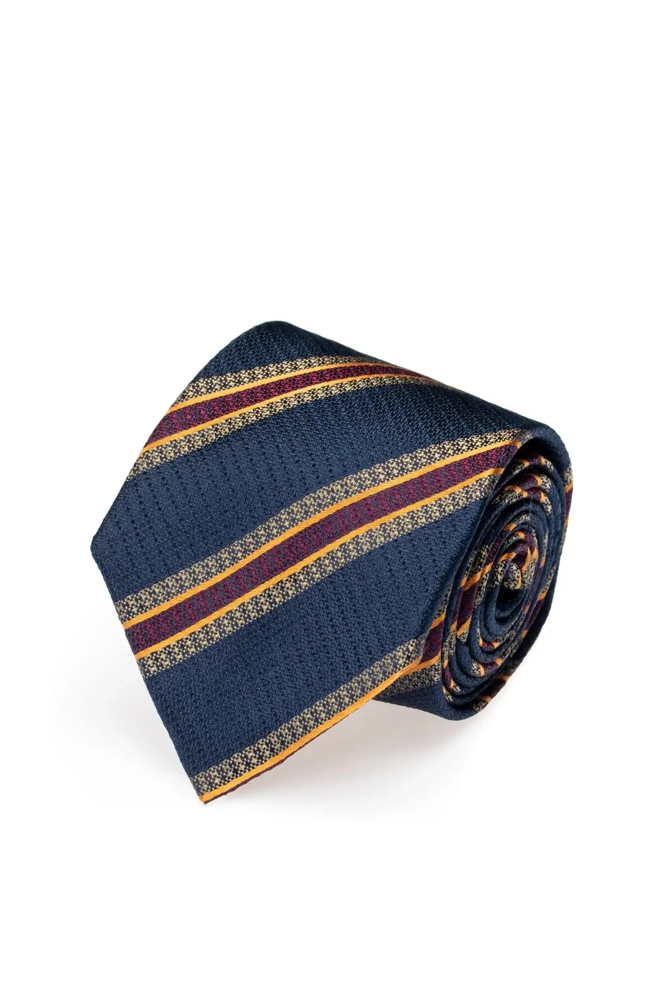 Cravata din matase navy cu dungi bordeaux