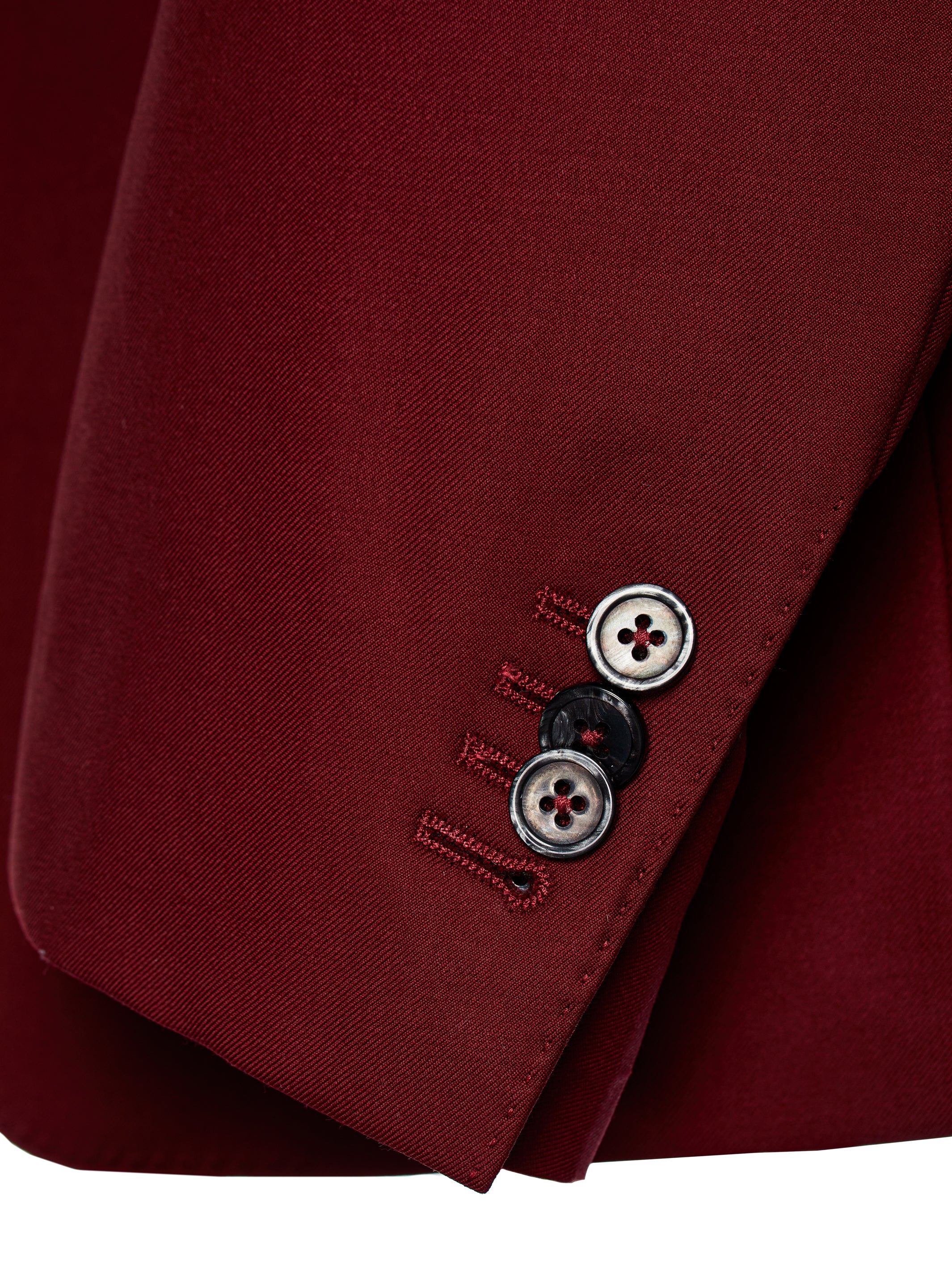 Three-piece burgundy suit, tailored fit