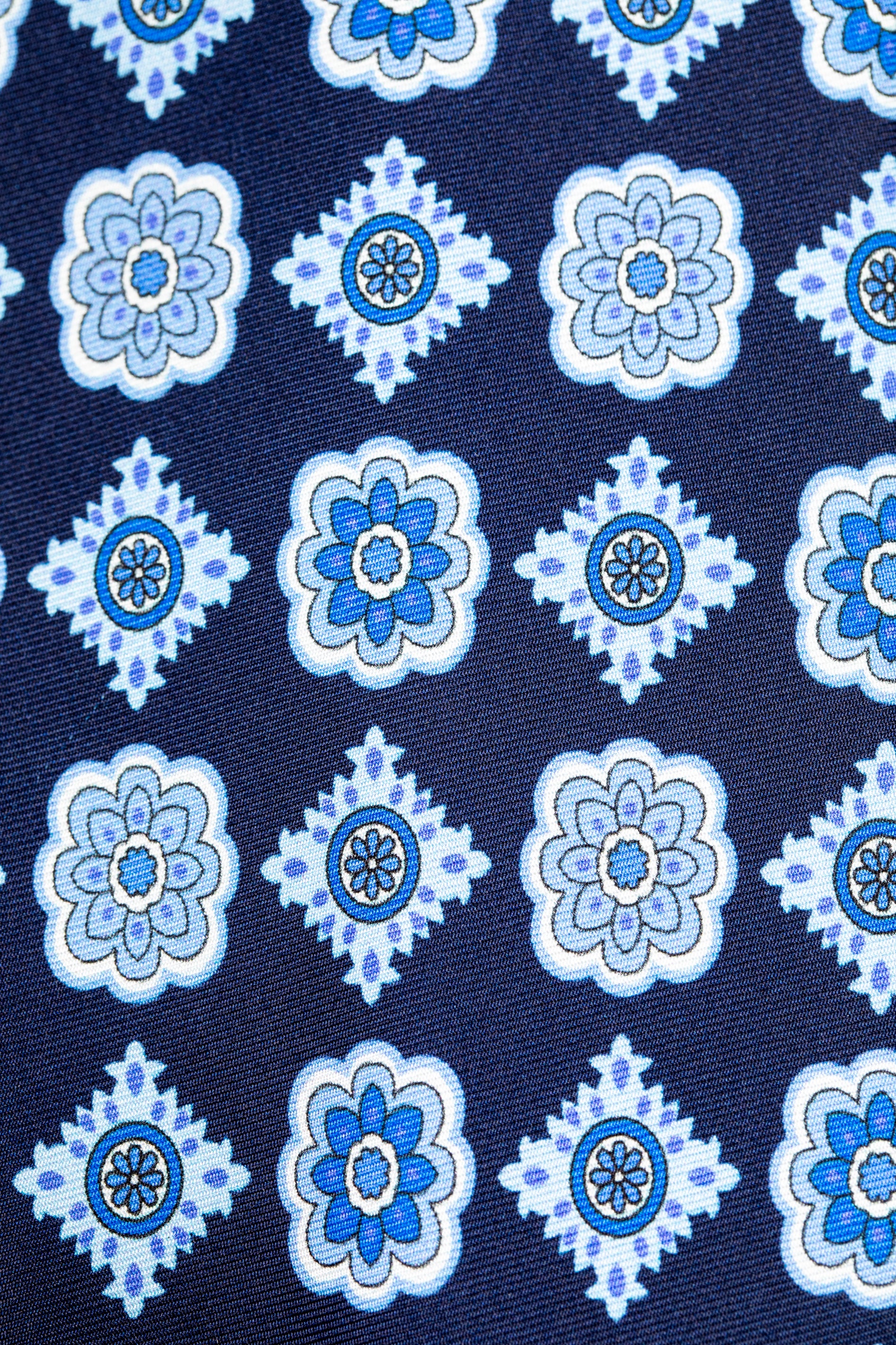 Navy silk tie with floral design