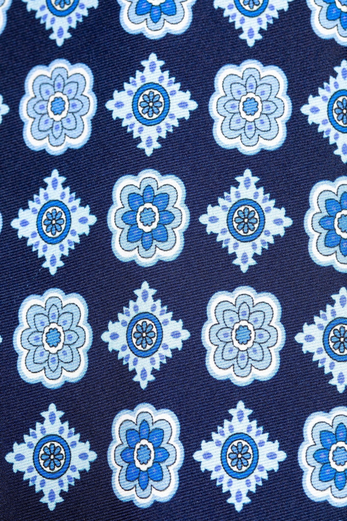 Cravata din matase navy cu design floral - Viggo