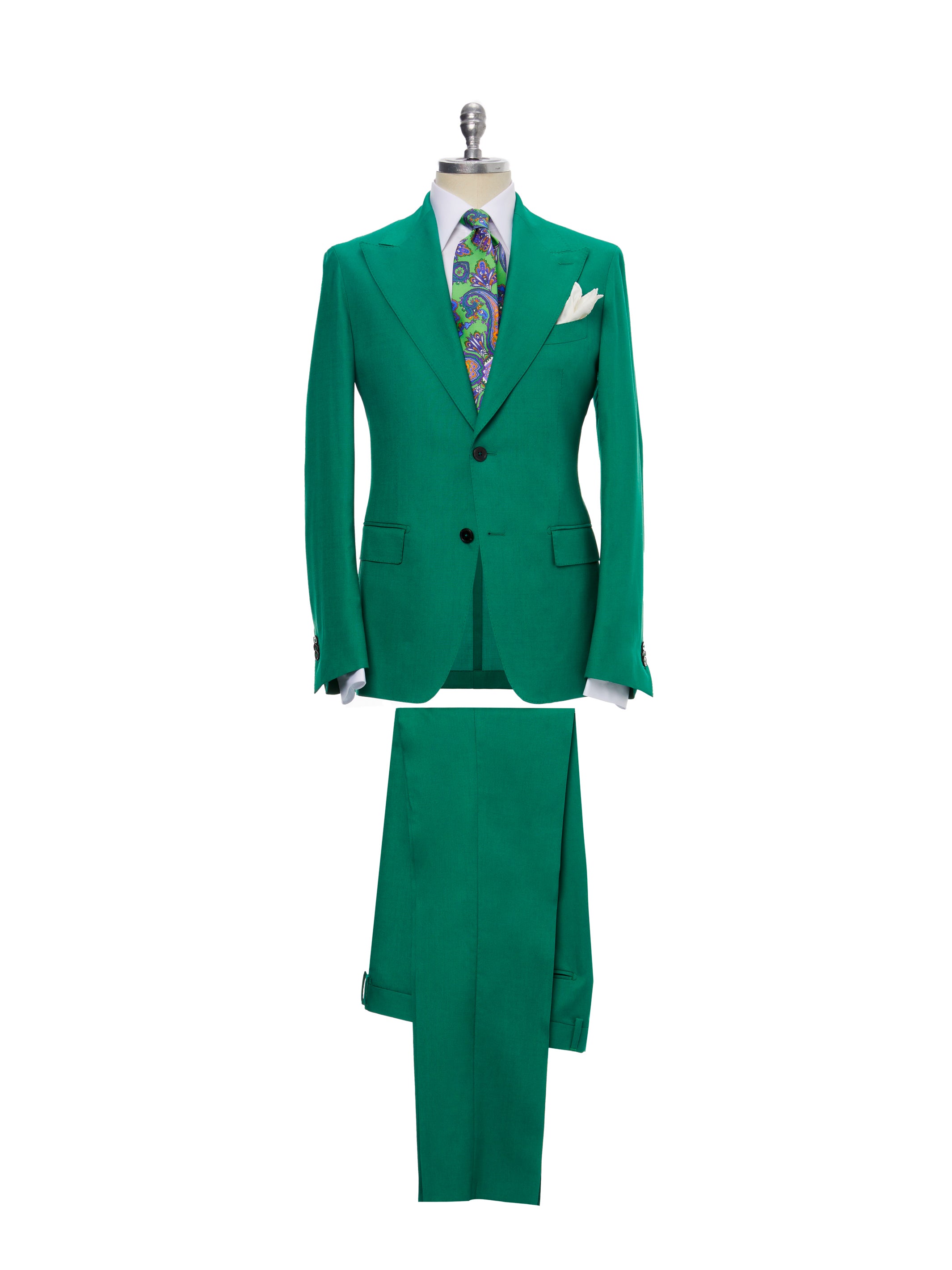 Green two-piece suit, tailored fit