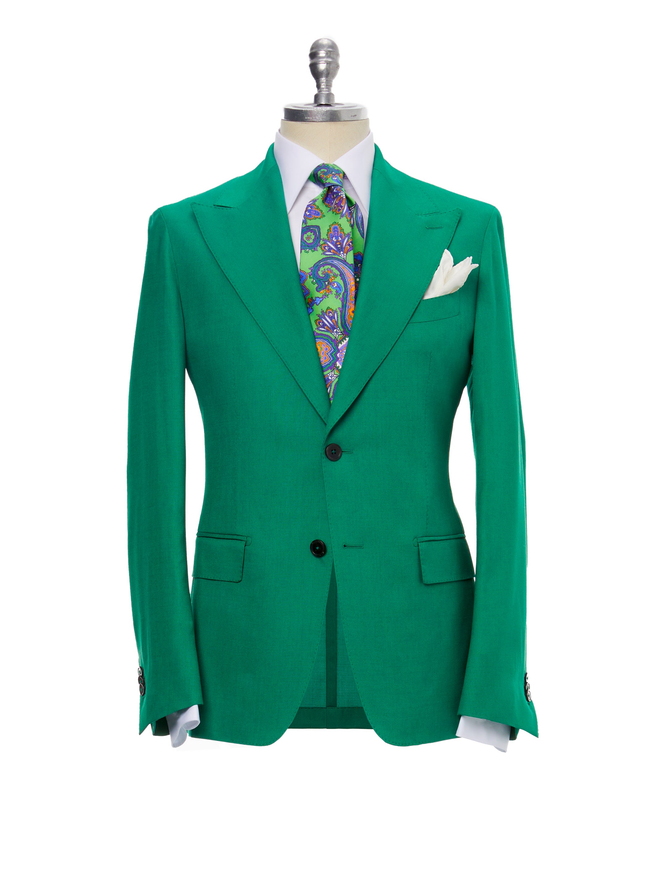 Green two-piece suit, tailored fit
