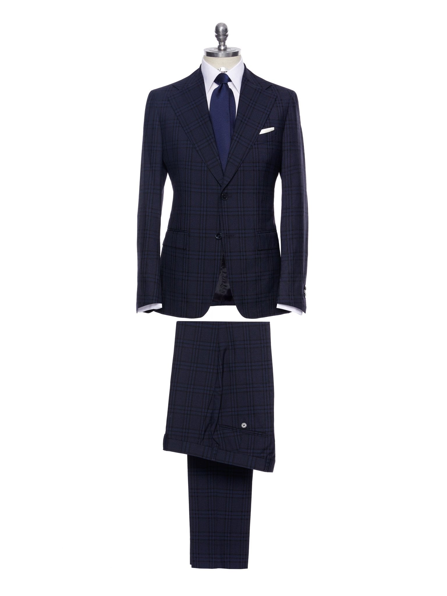 Costum tesatura Vitale Barberis, carouri navy, tailored fit - Viggo