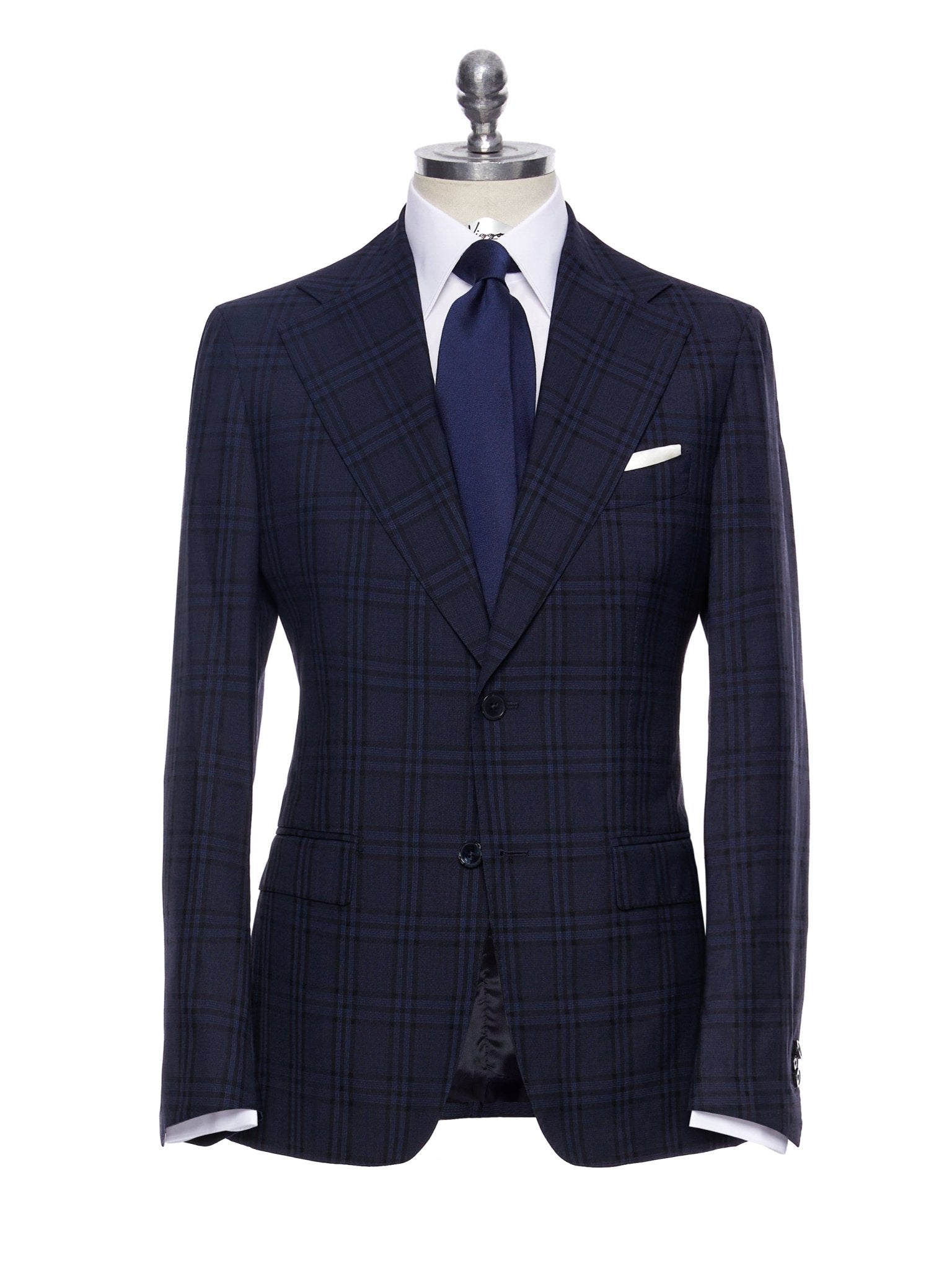 Costum tesatura Vitale Barberis, carouri navy, tailored fit - Viggo