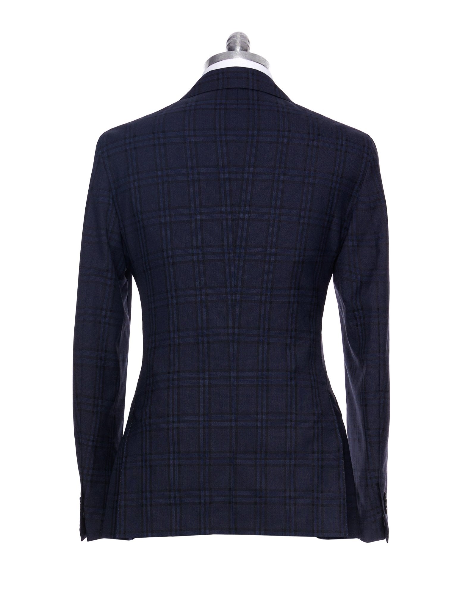 Costum tesatura Vitale Barberis, carouri navy, tailored fit - Viggo