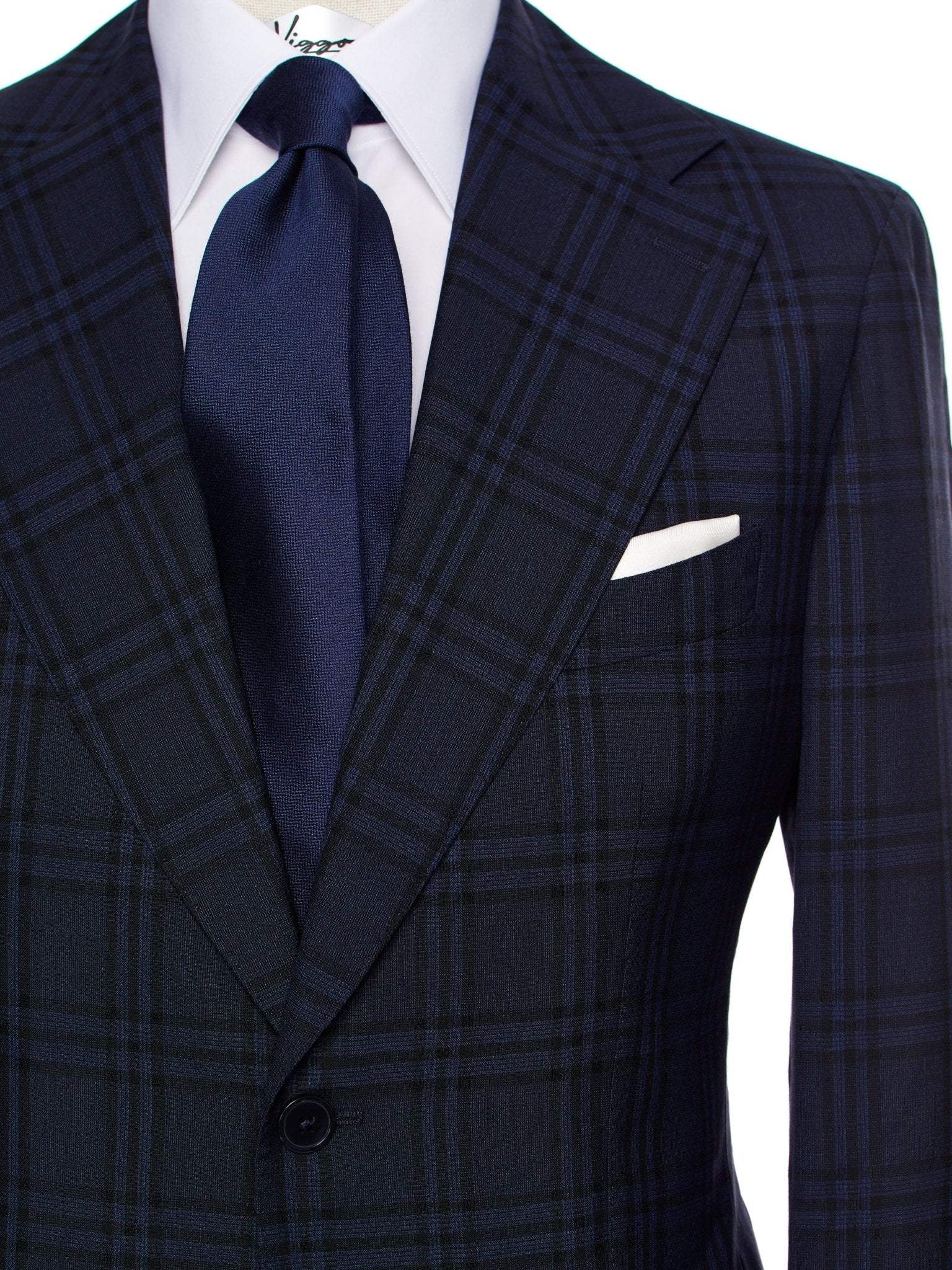 Costum tesatura Vitale Barberis, carouri navy, tailored fit